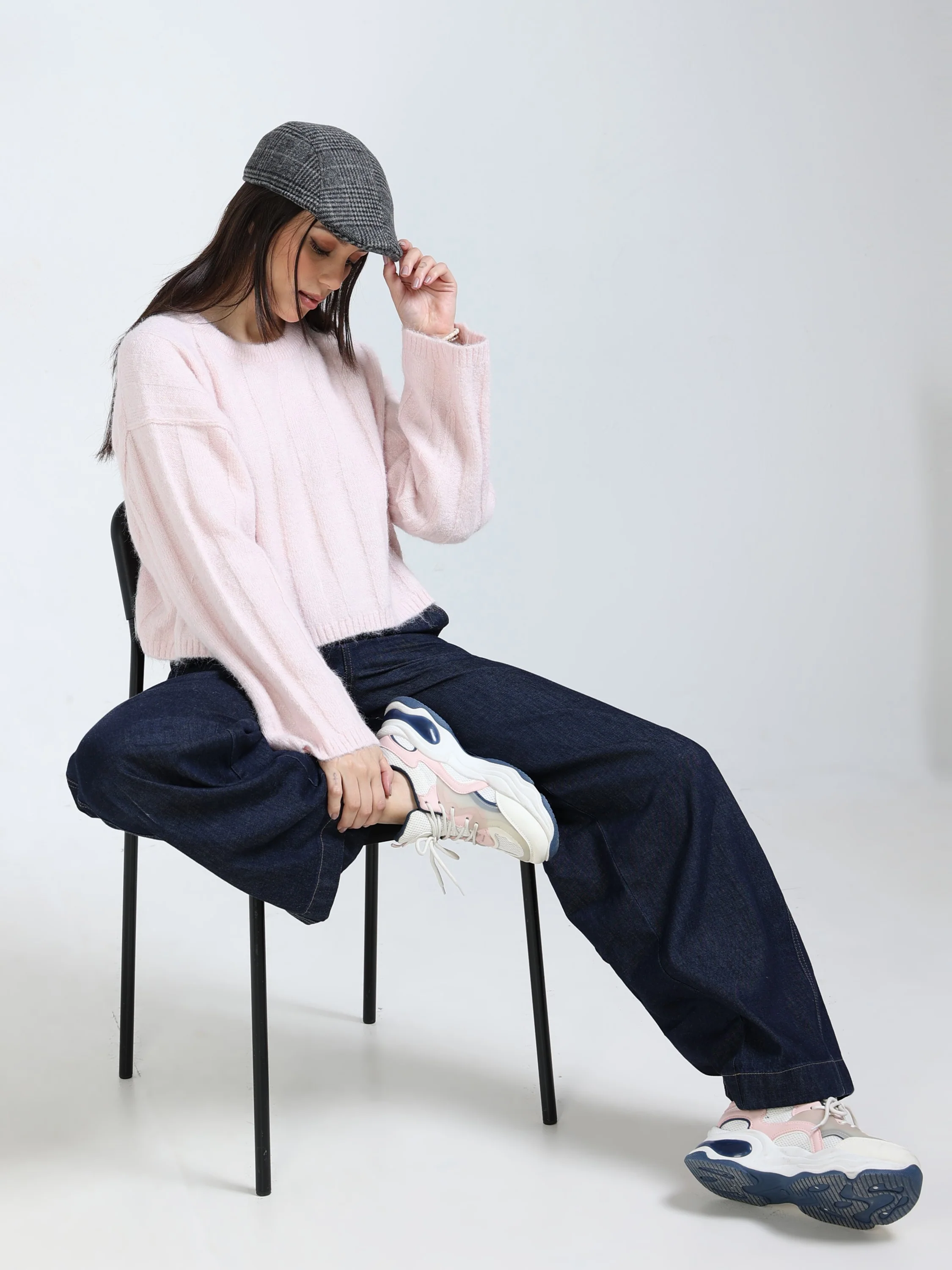 Women Pink Drop Shoulder Sweater - Image 6