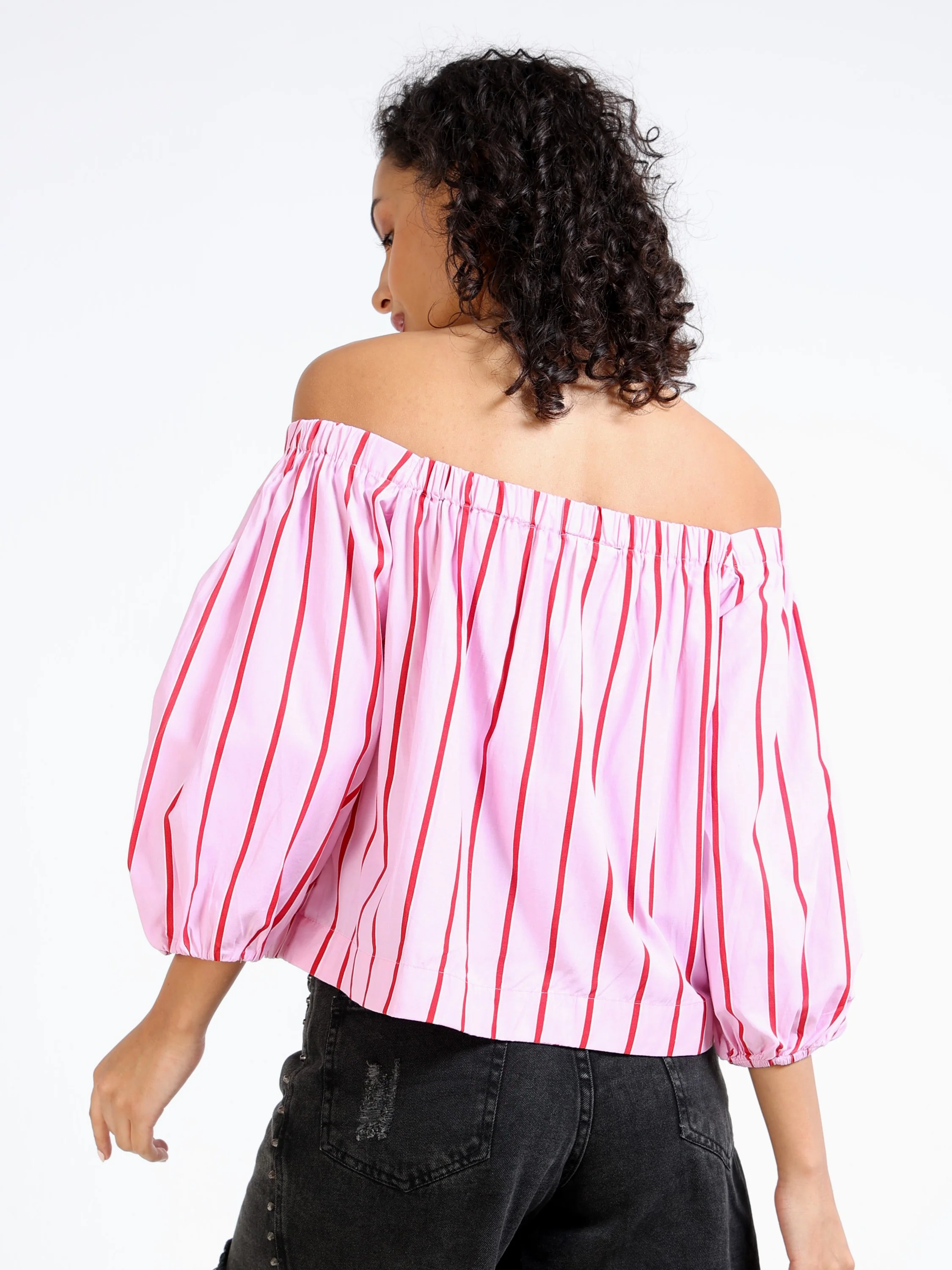 Women Pink Off Shoulder Top - Image 3
