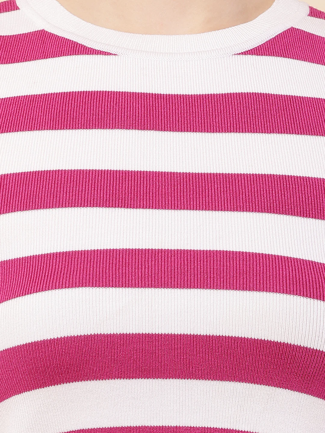 Women Pink Striped Crop Top - Image 5