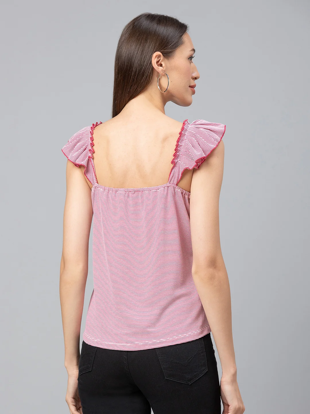 Women Pink Striped Top - Image 3