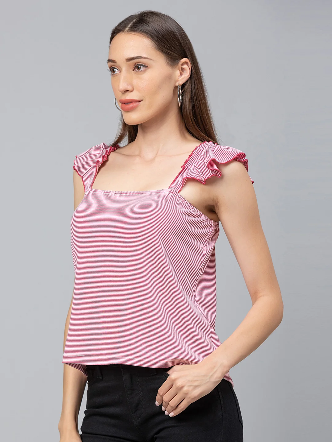 Women Pink Striped Top - Image 4