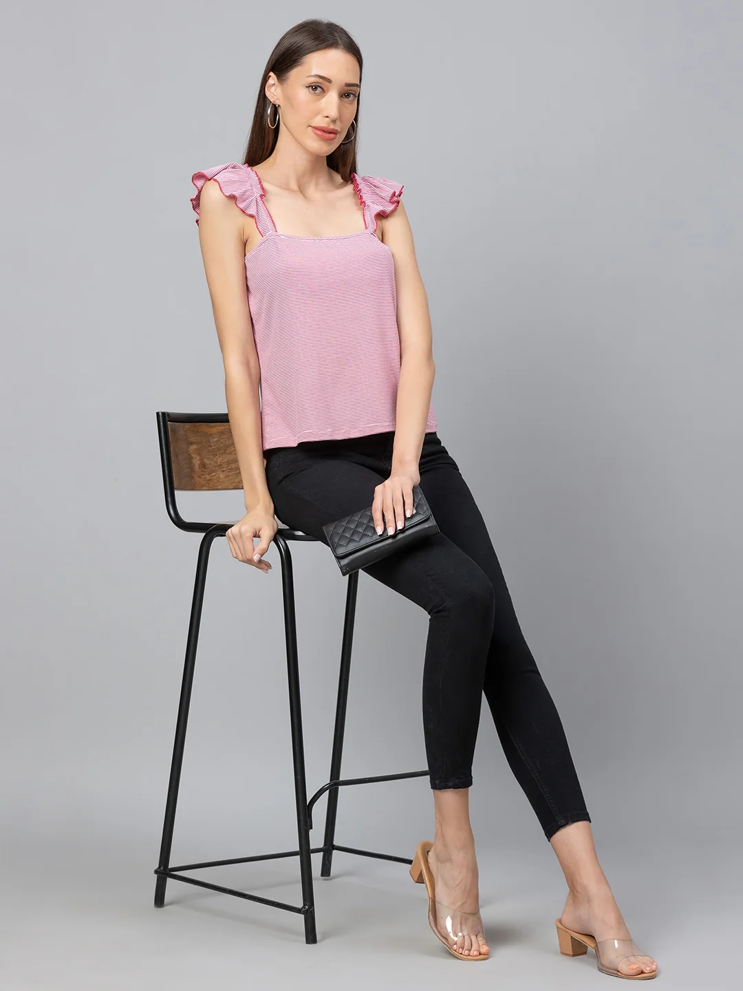 Women Pink Striped Top - Image 6