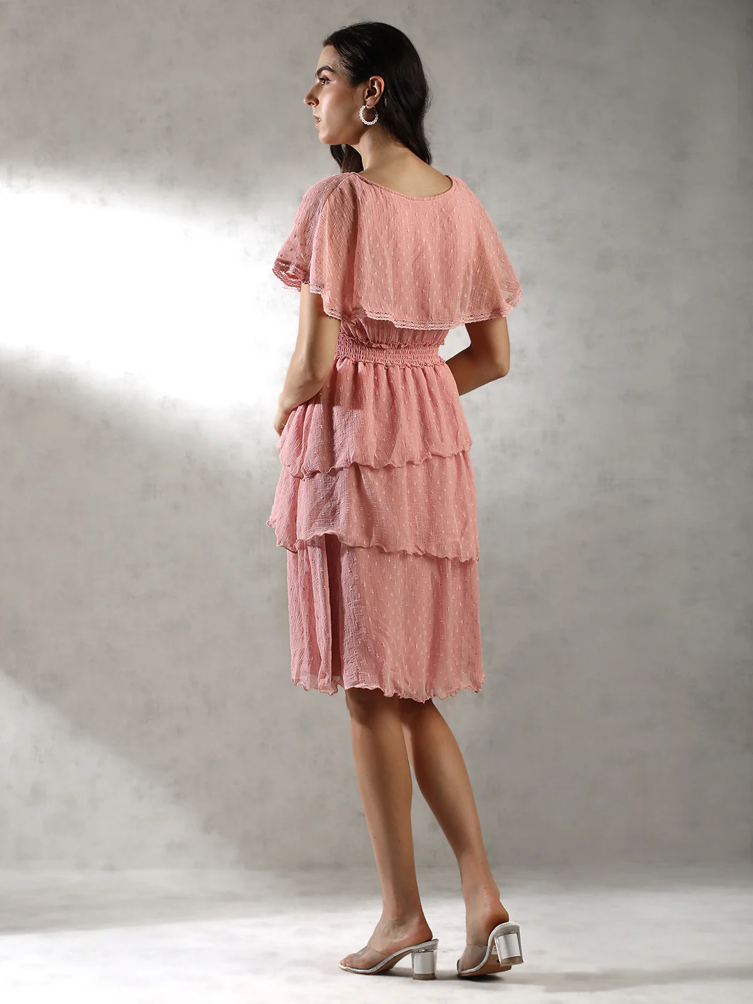 Women Pink Textured Dress - Image 4