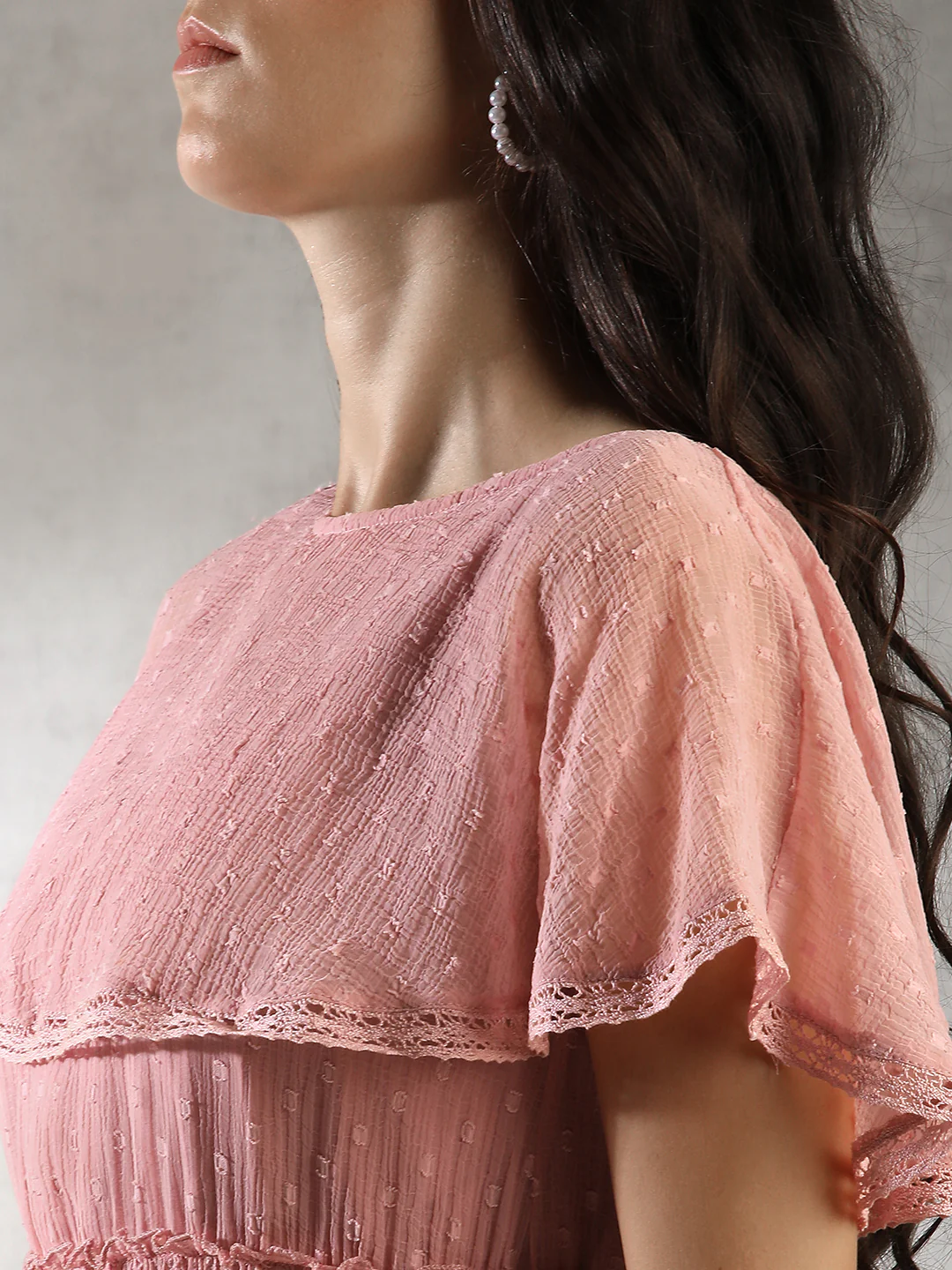 Women Pink Textured Dress - Image 5