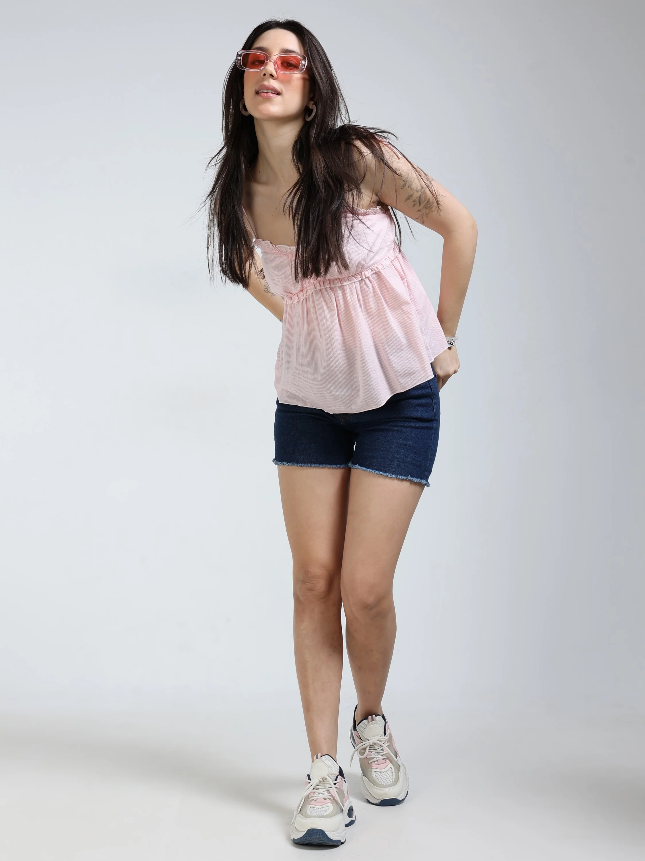 Women Pink Pleated Neck Top - Image 5