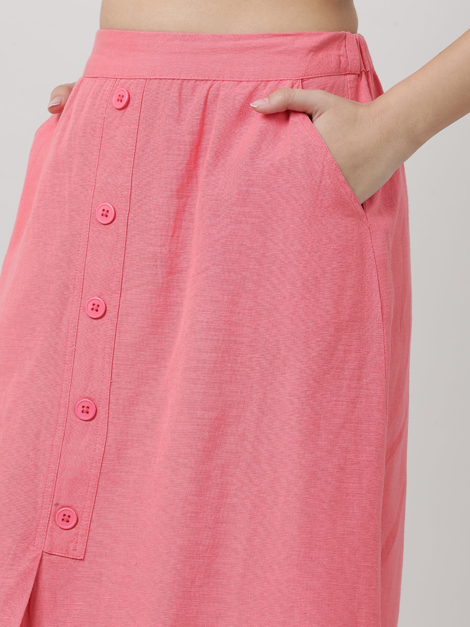 Women Pink With Pocket Midi Skirt - Image 5