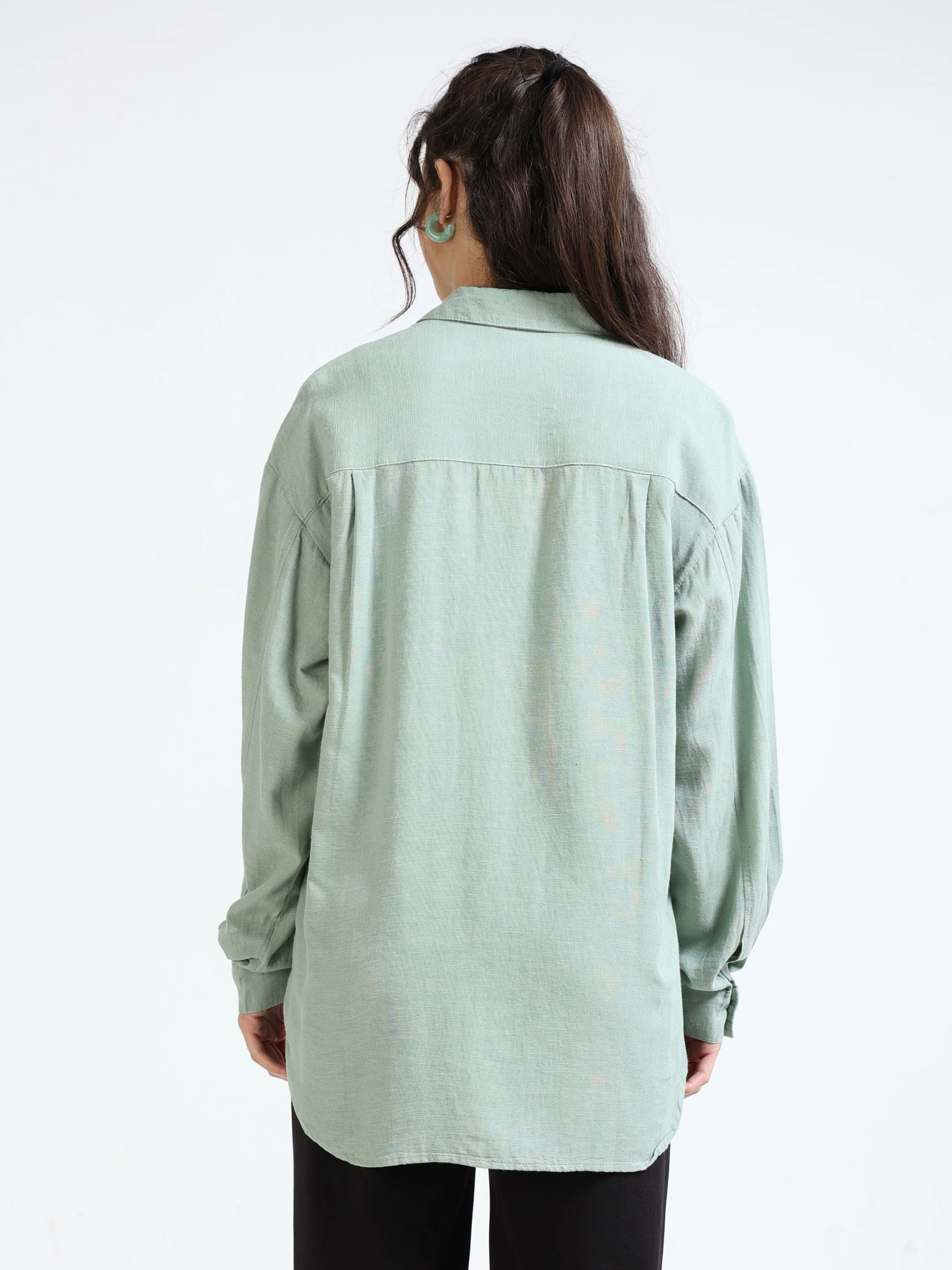 Women Pistachio Oversized Shirt - Image 3