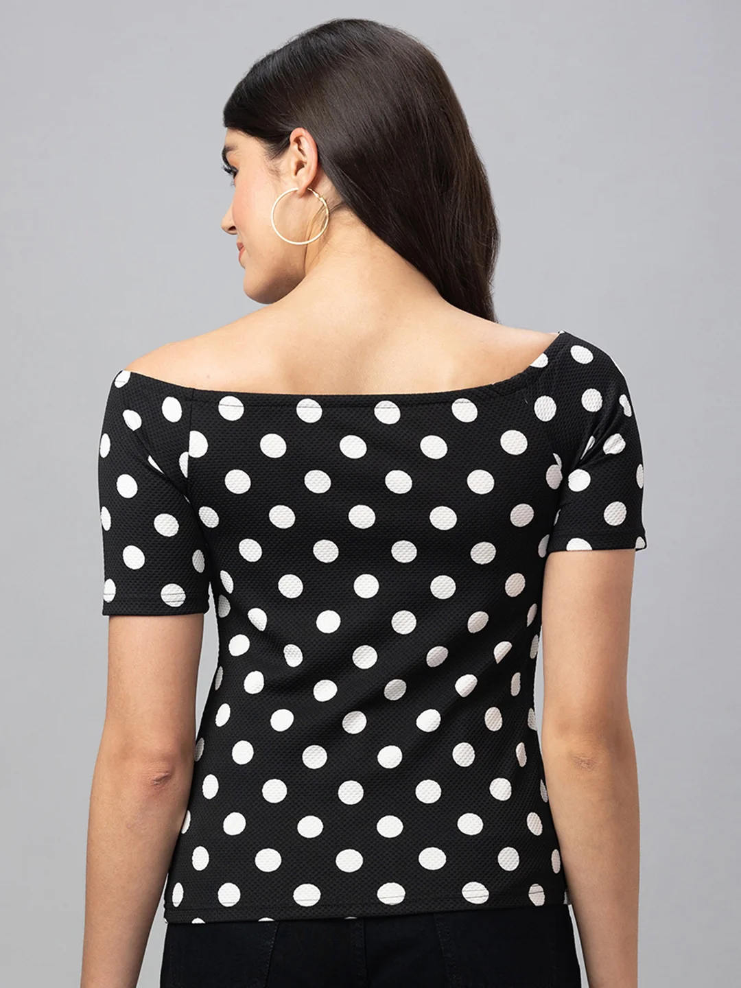 Women Polka Dot Off-Shoulder Top - Image 3