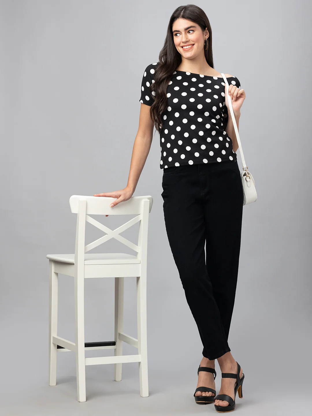 Women Polka Dot Off-Shoulder Top - Image 6