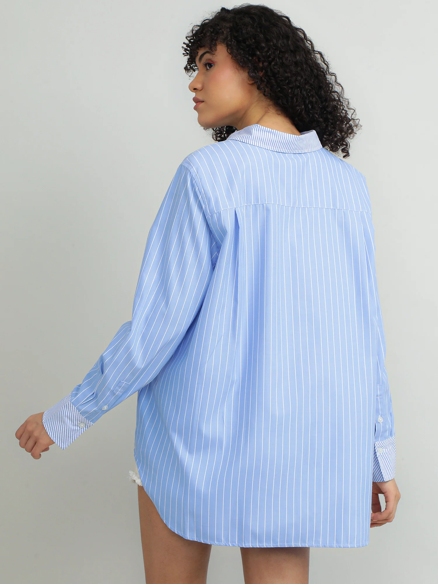 Women Polyester Blue Smart Shirt - Image 5
