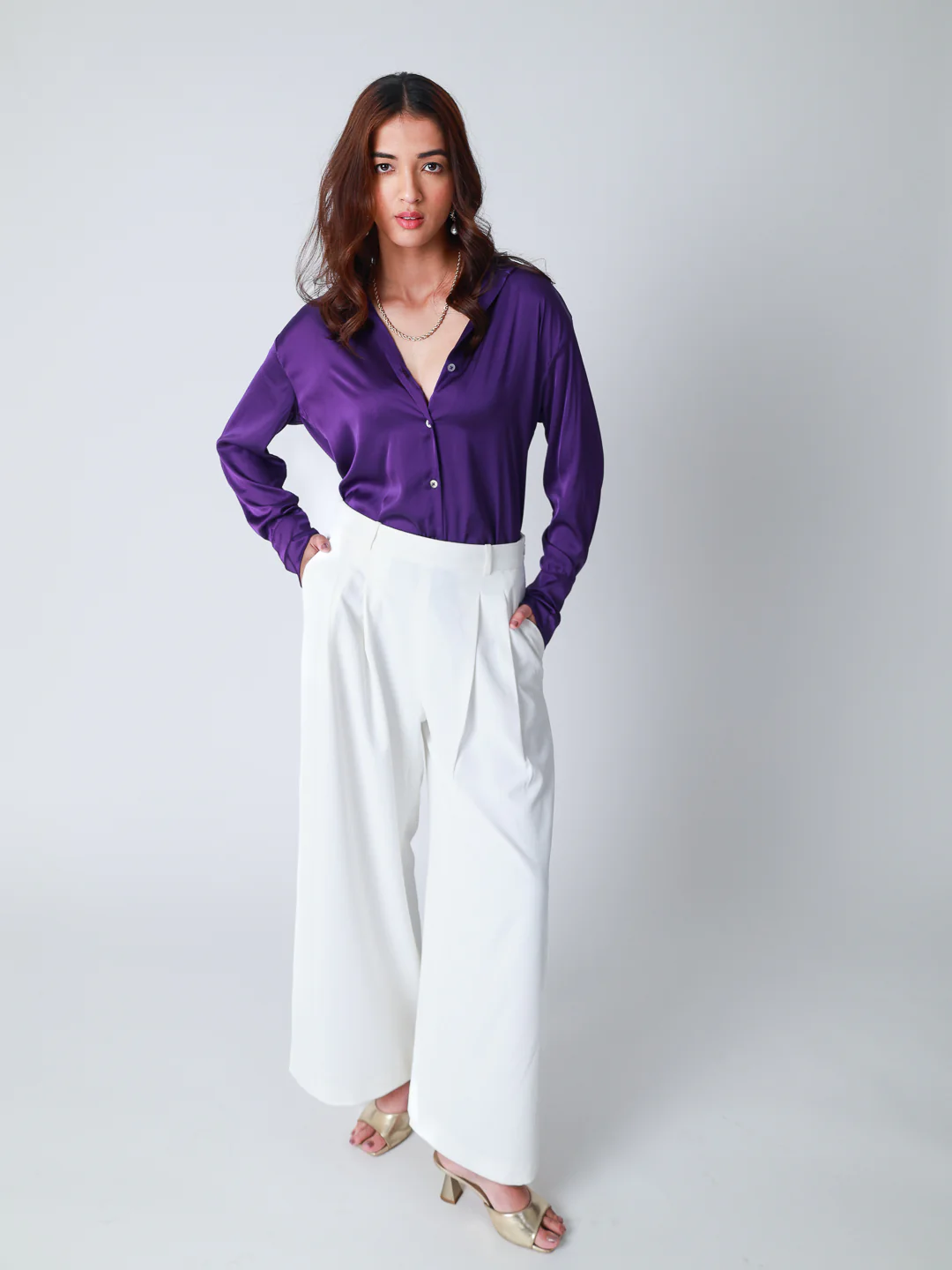 Women Premium Satin Party Wear Shirt - Image 2