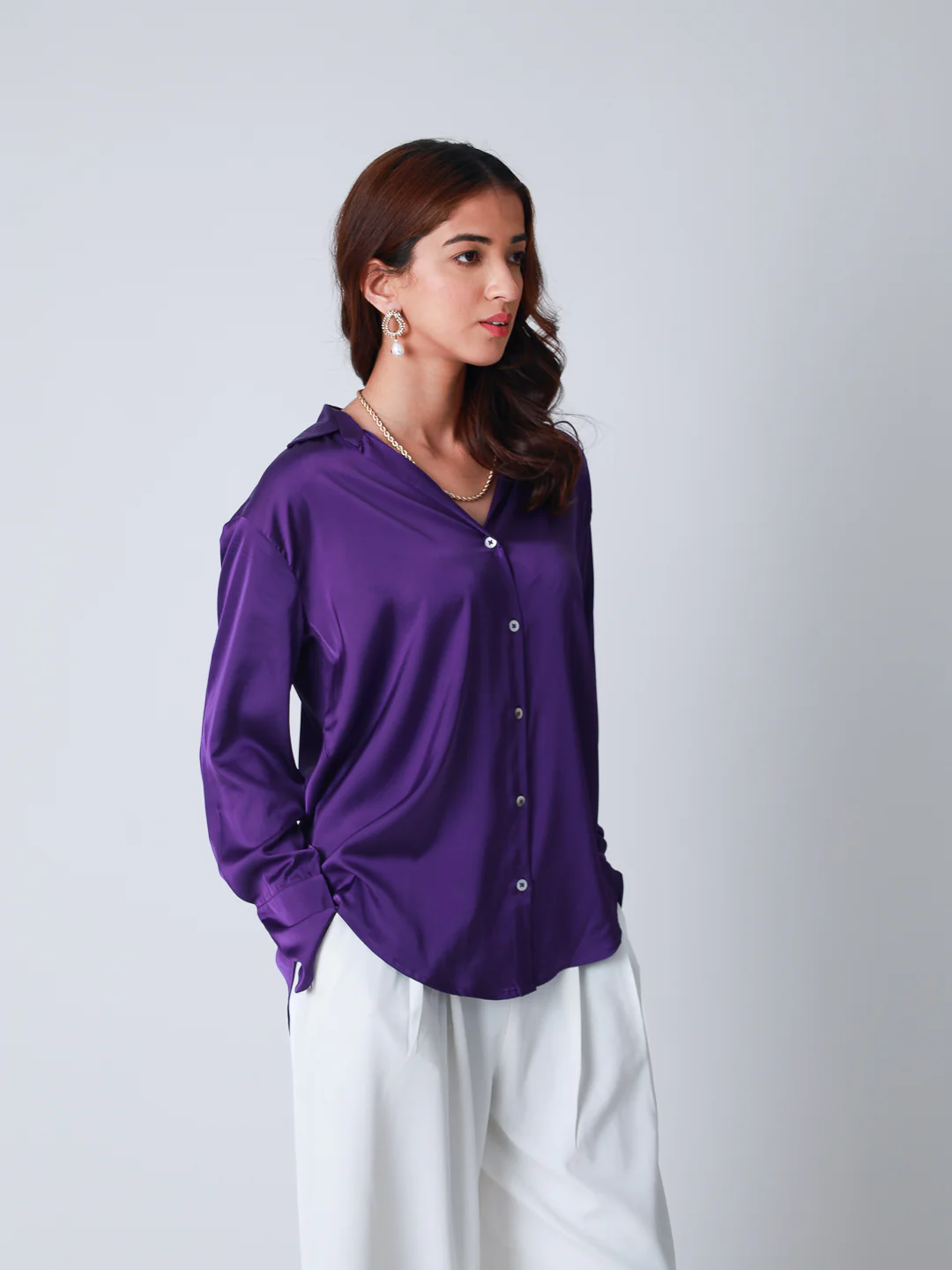 Women Premium Satin Party Wear Shirt - Image 3