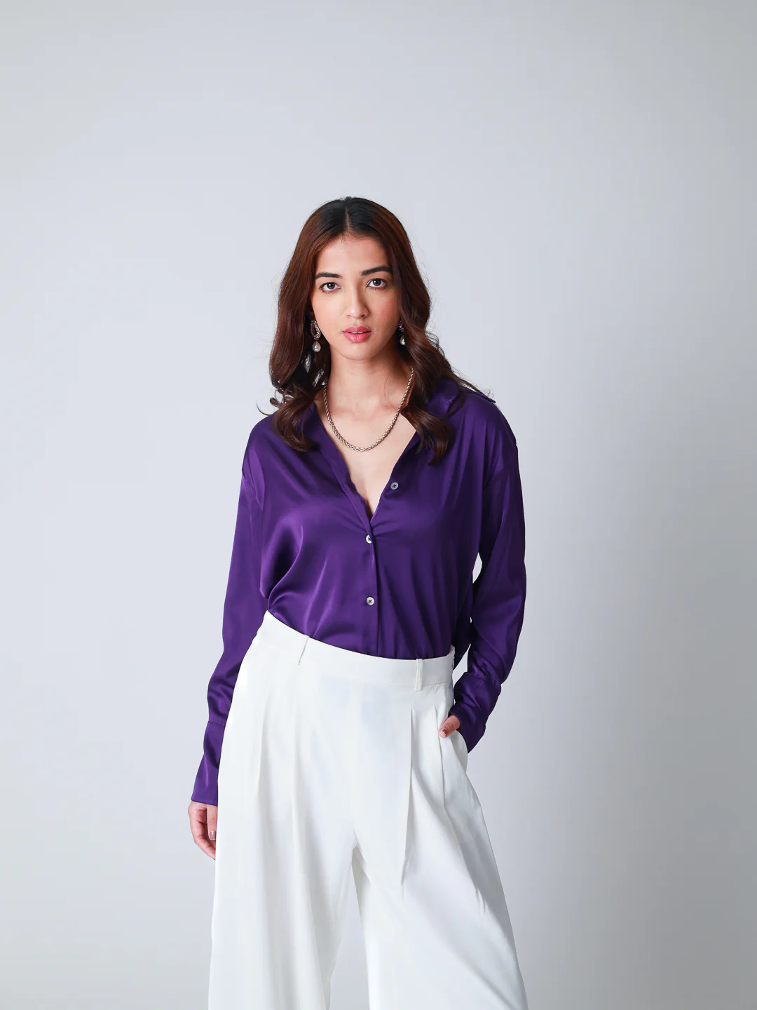 Women Premium Satin Party Wear Shirt - Image 5