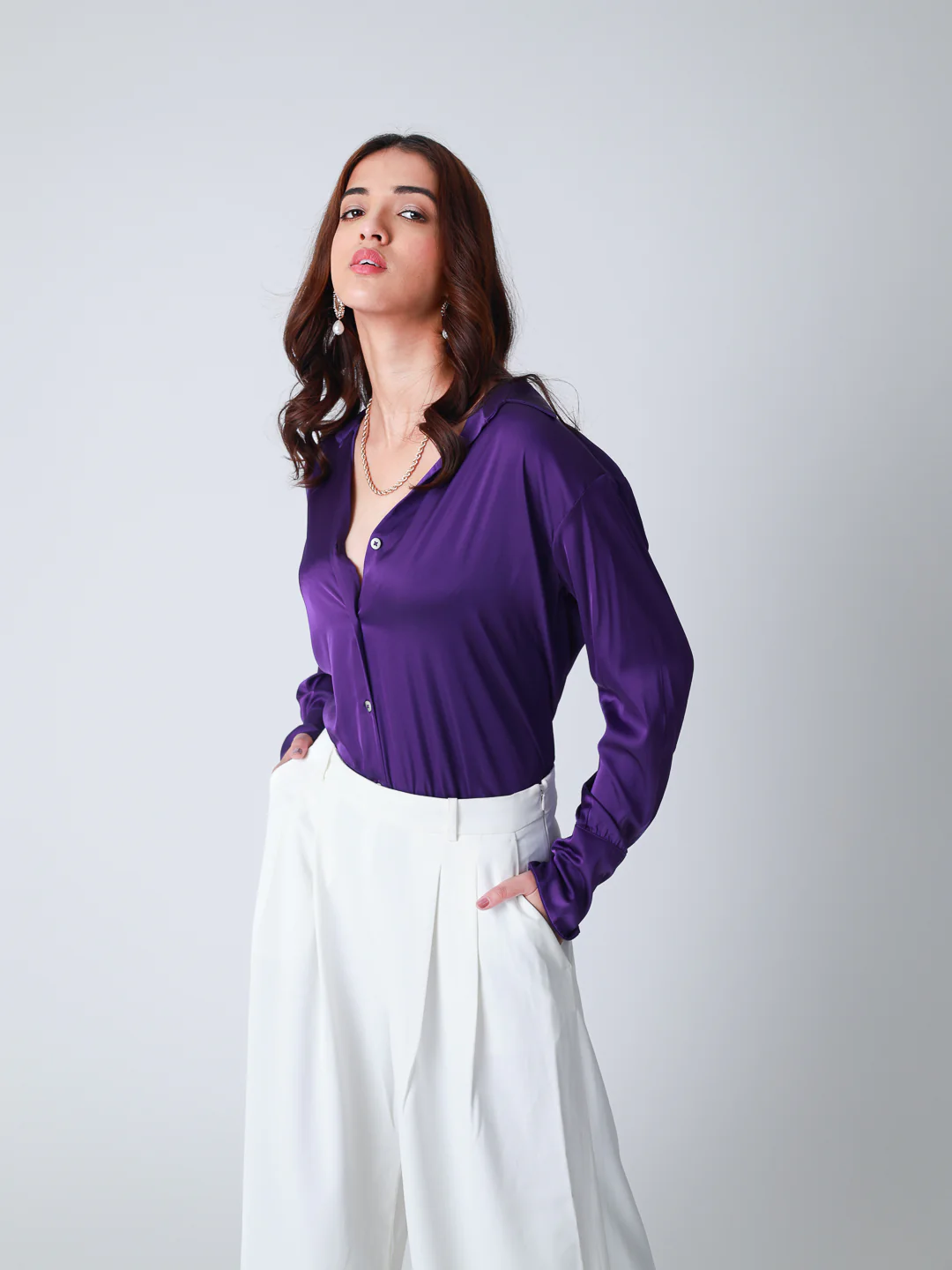 Women Premium Satin Party Wear Shirt - Image 6