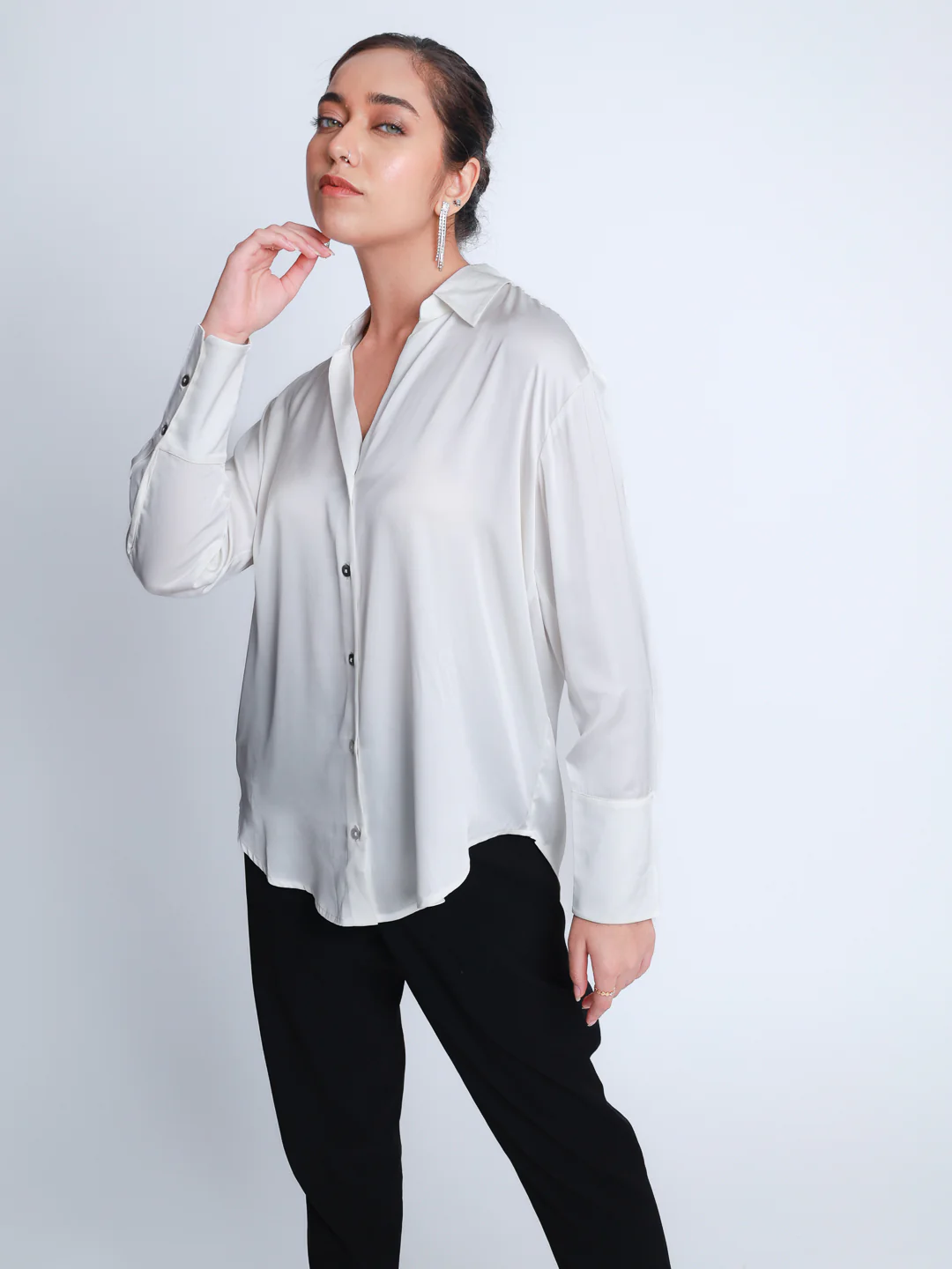 Women Premium Satin Party Wear Shirt - Image 3