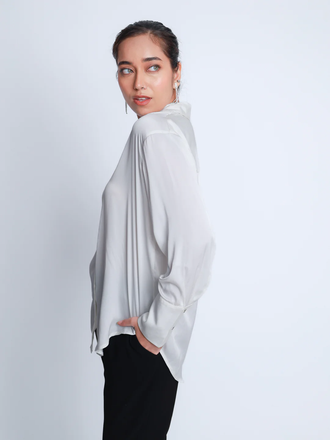 Women Premium Satin Party Wear Shirt - Image 6