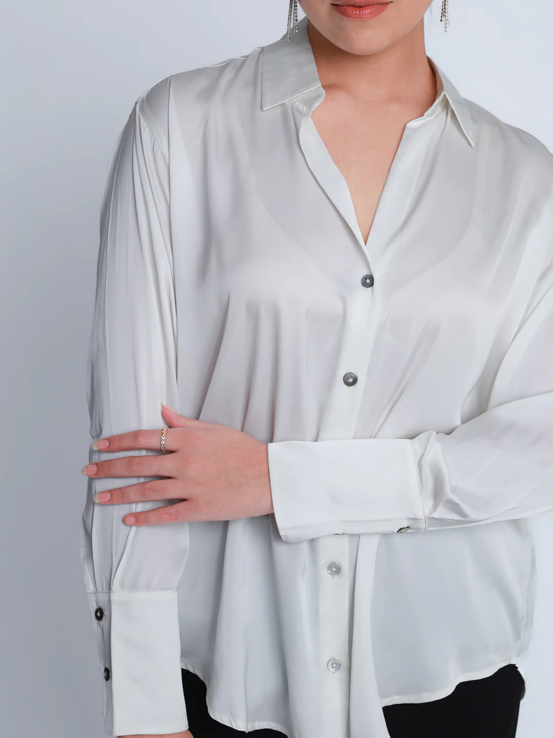 Women Premium Satin Party Wear Shirt - Image 7