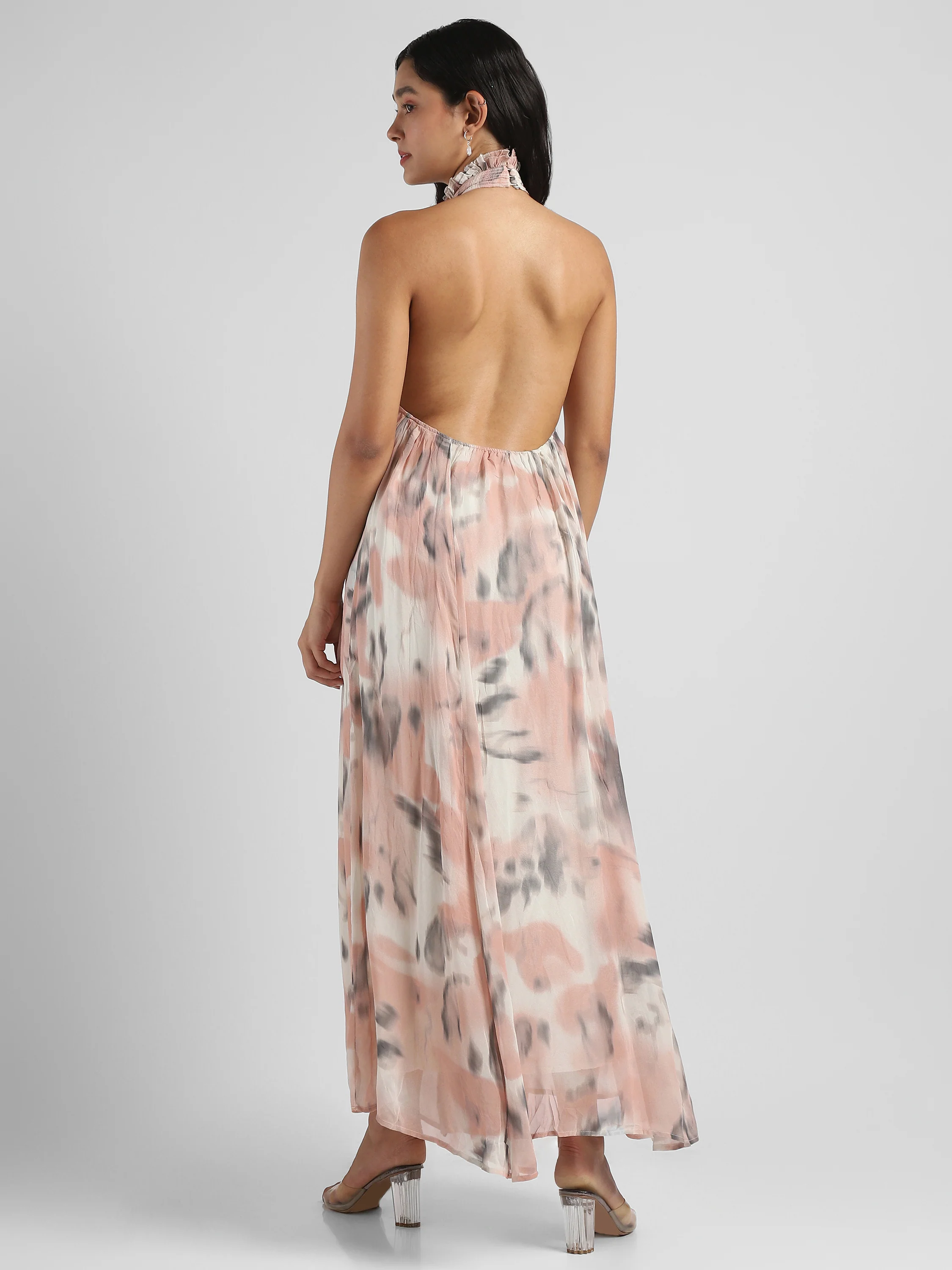 Women printed Backless maxi Flared dress - Image 2