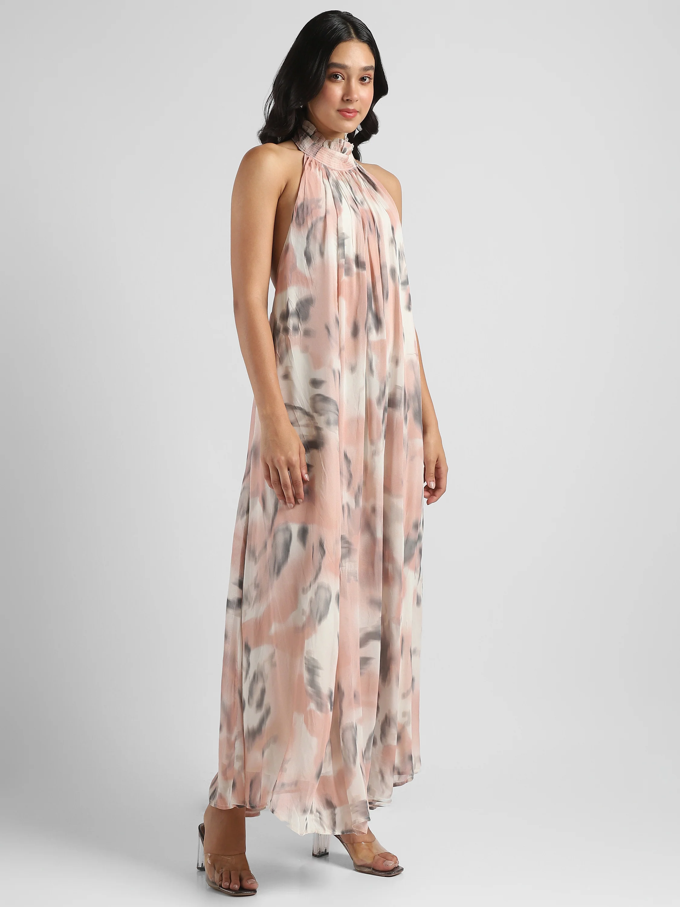 Women printed Backless maxi Flared dress - Image 5