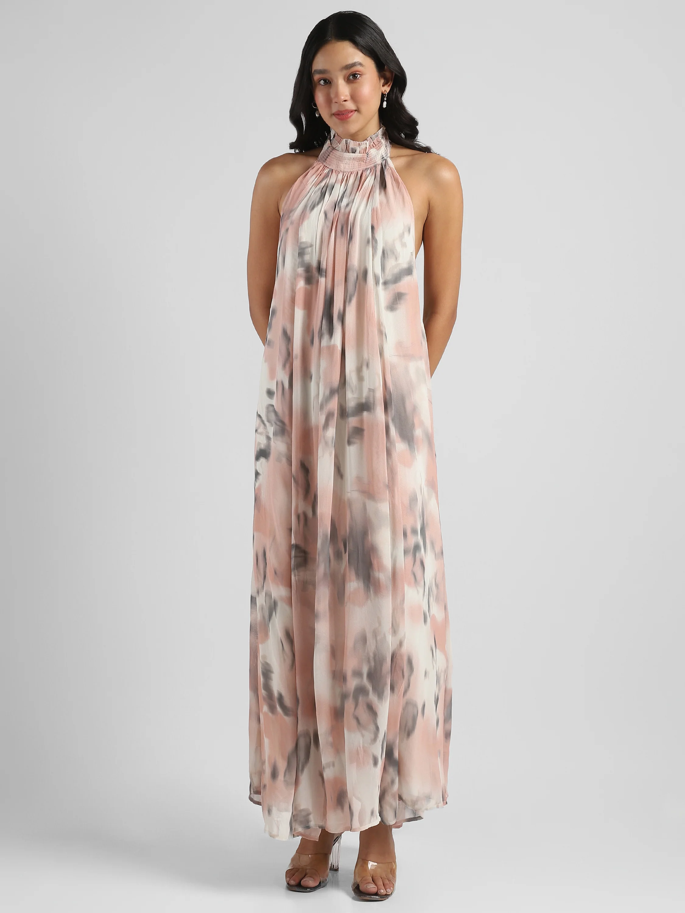 Women printed Backless maxi Flared dress - Image 6