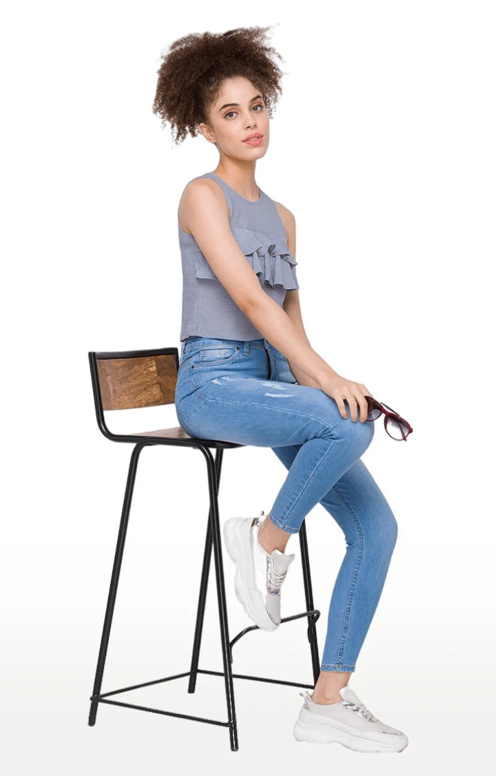 Women Textured Sheer Crop Top - Image 3