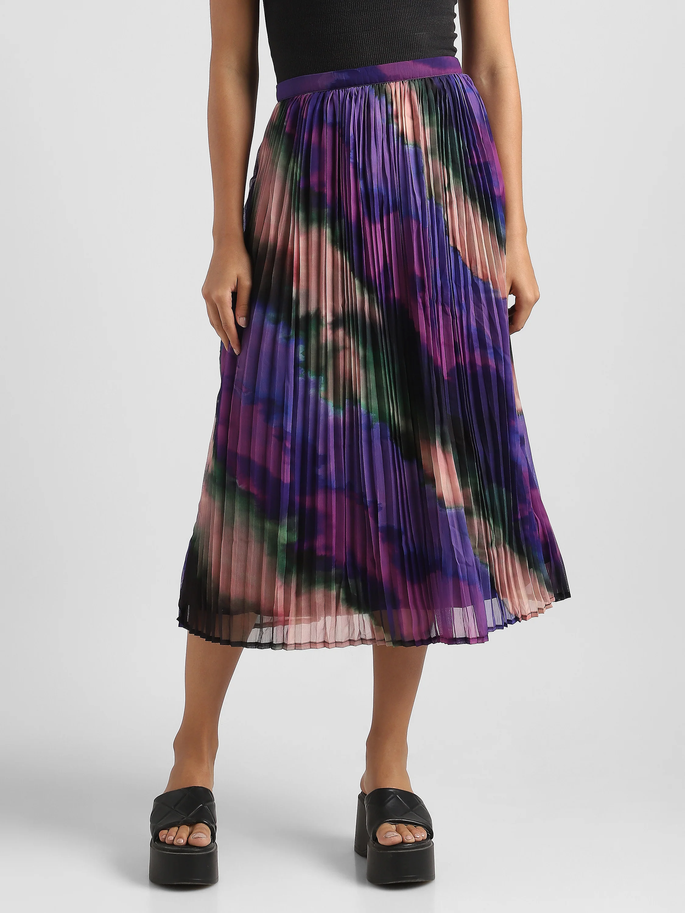 Women Printed Pleated Maxi Skirt - Image 5
