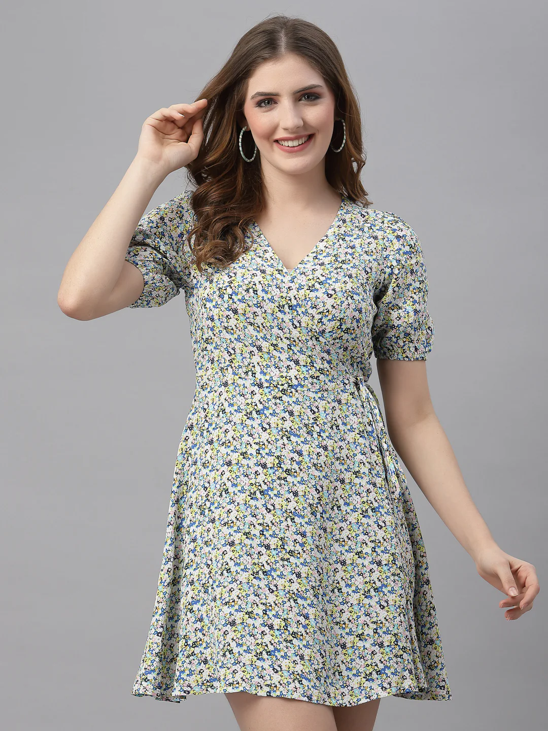Women Printed Wrap Dress - Image 3