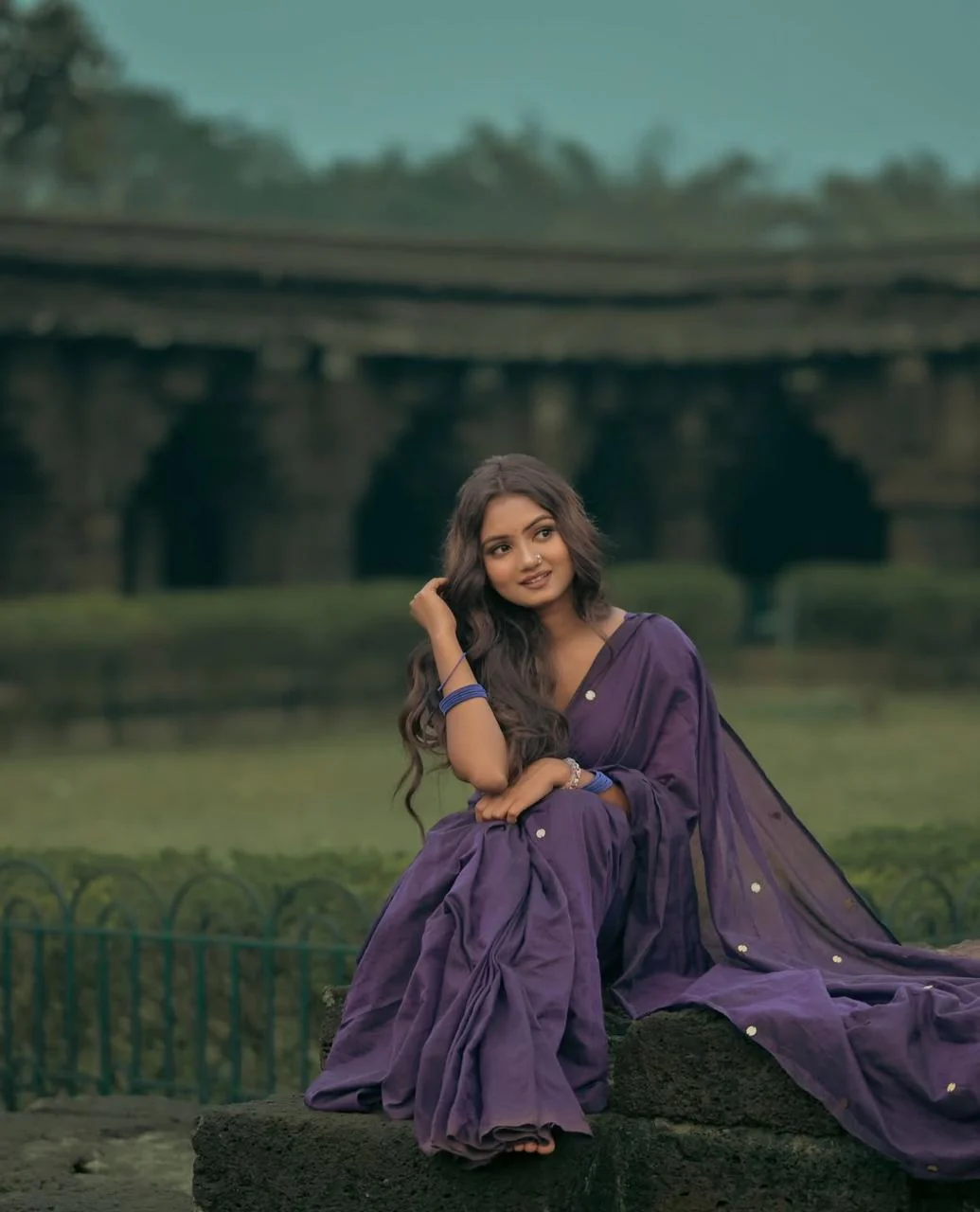 Women Pure Cotton Sequence Saree - Image 2