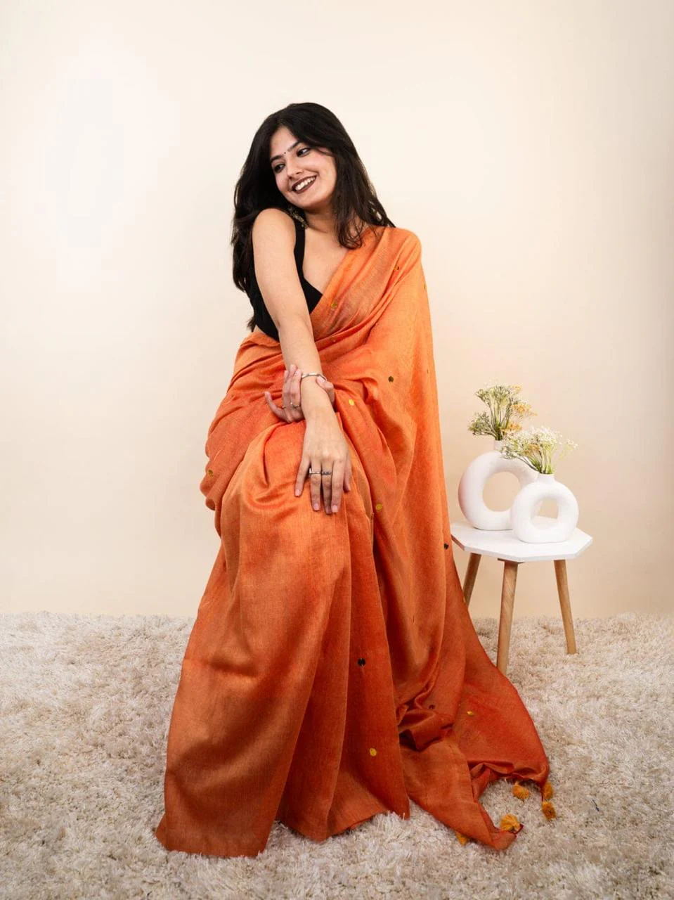 Women Pure Cotton Sequence Saree - Image 5