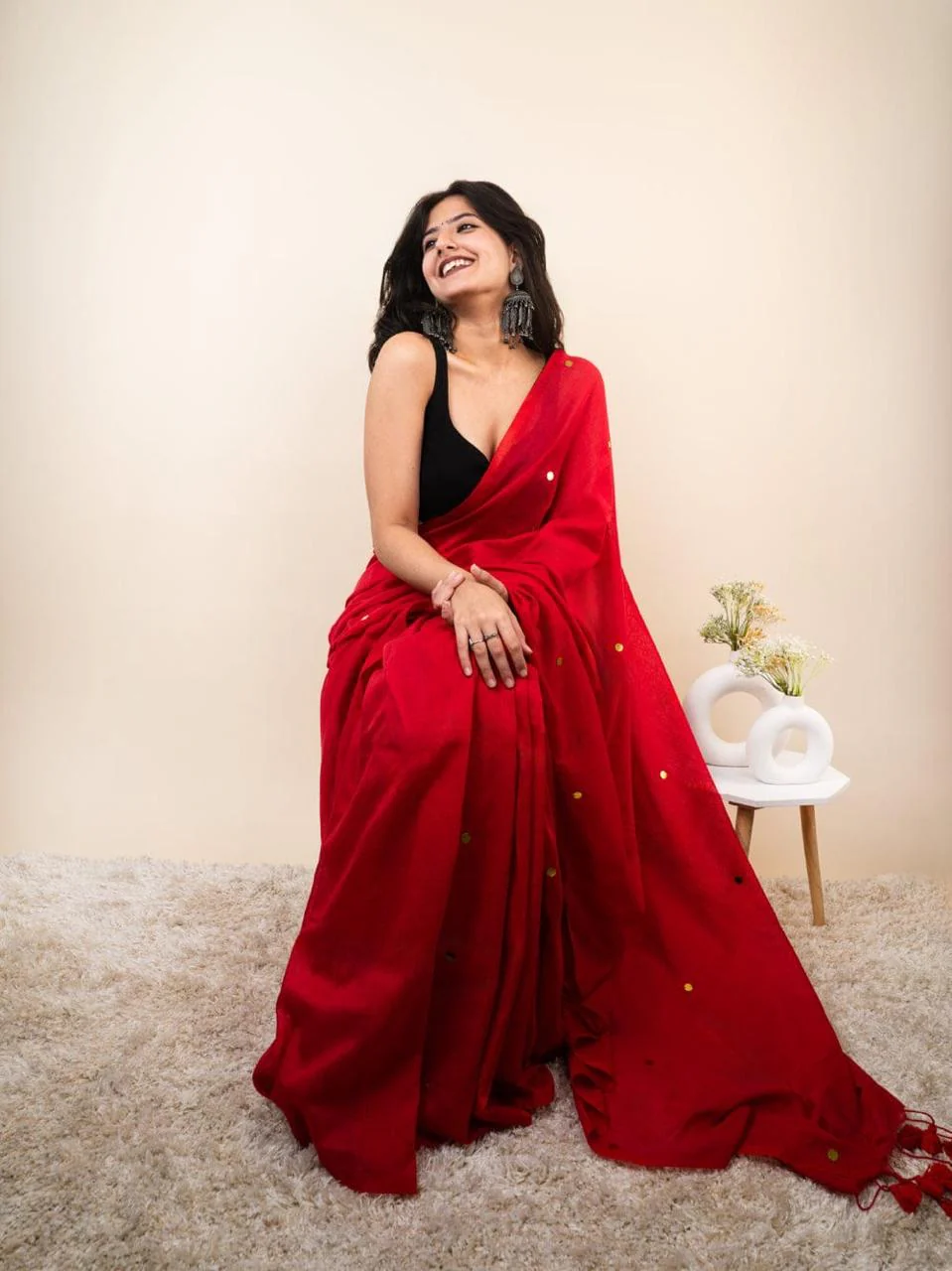 Women Pure Cotton Sequence Saree - Image 5
