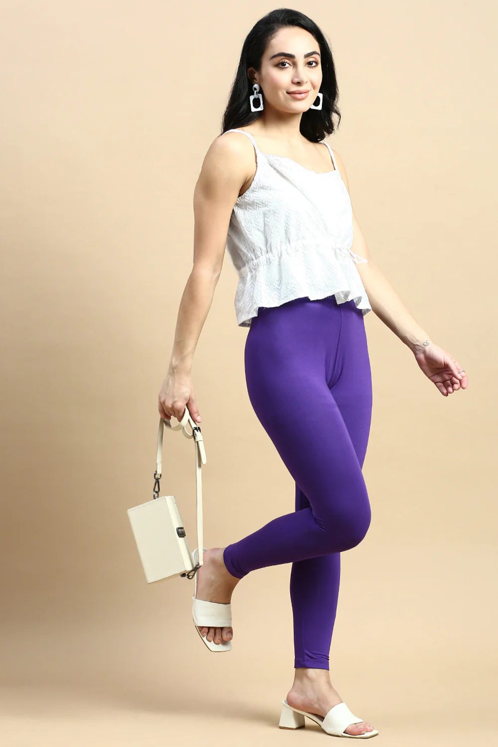 Women Purple Casual Leggings - Image 4