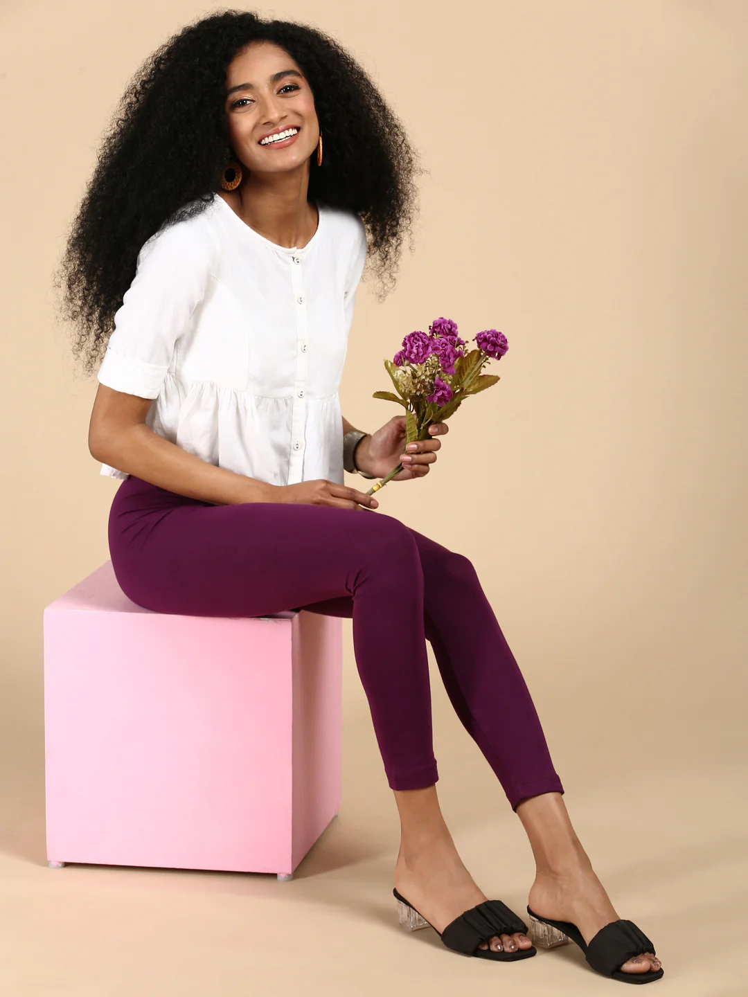 Women Purple Casual Leggings - Image 4