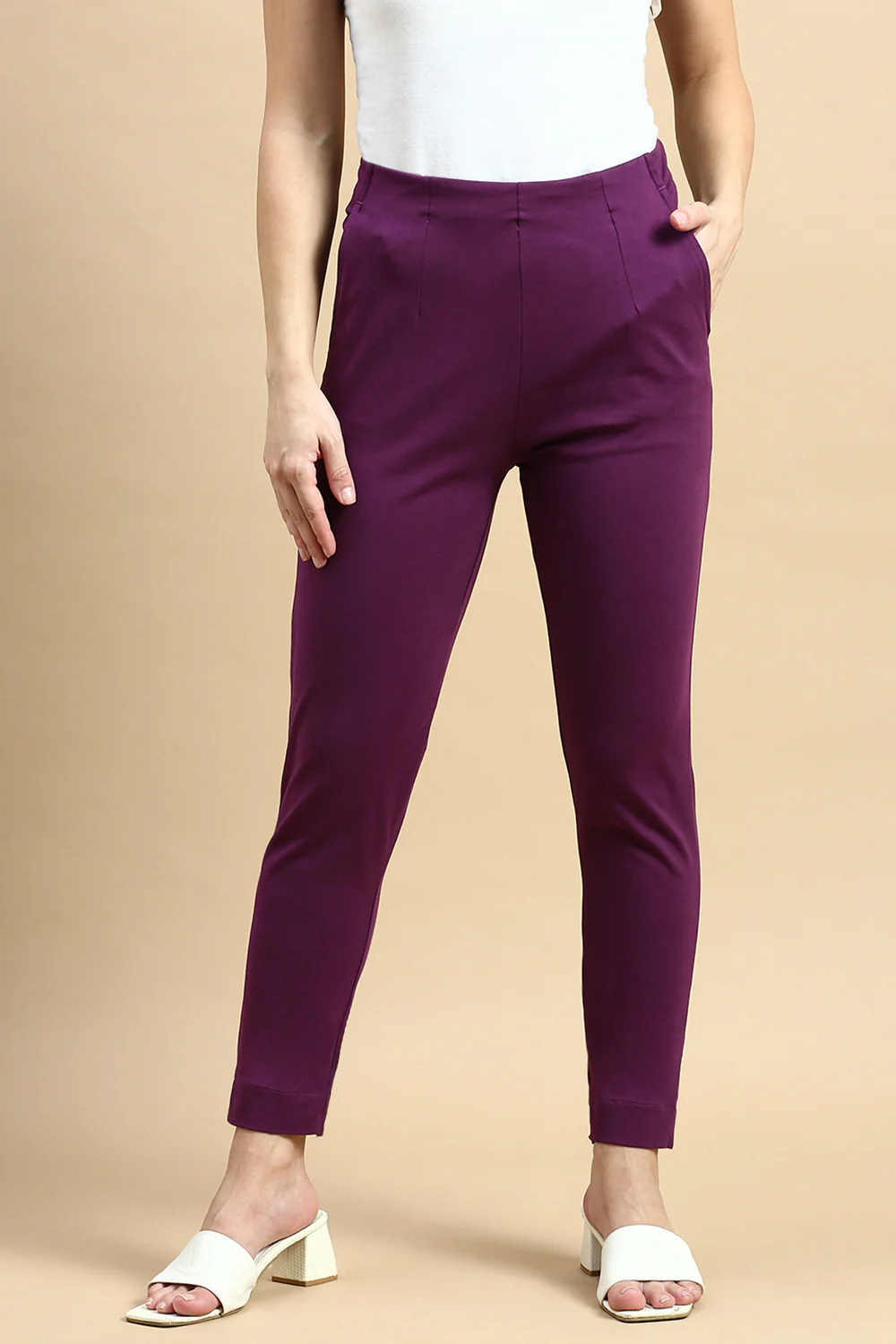 Women Purple Casual Pants - Image 2