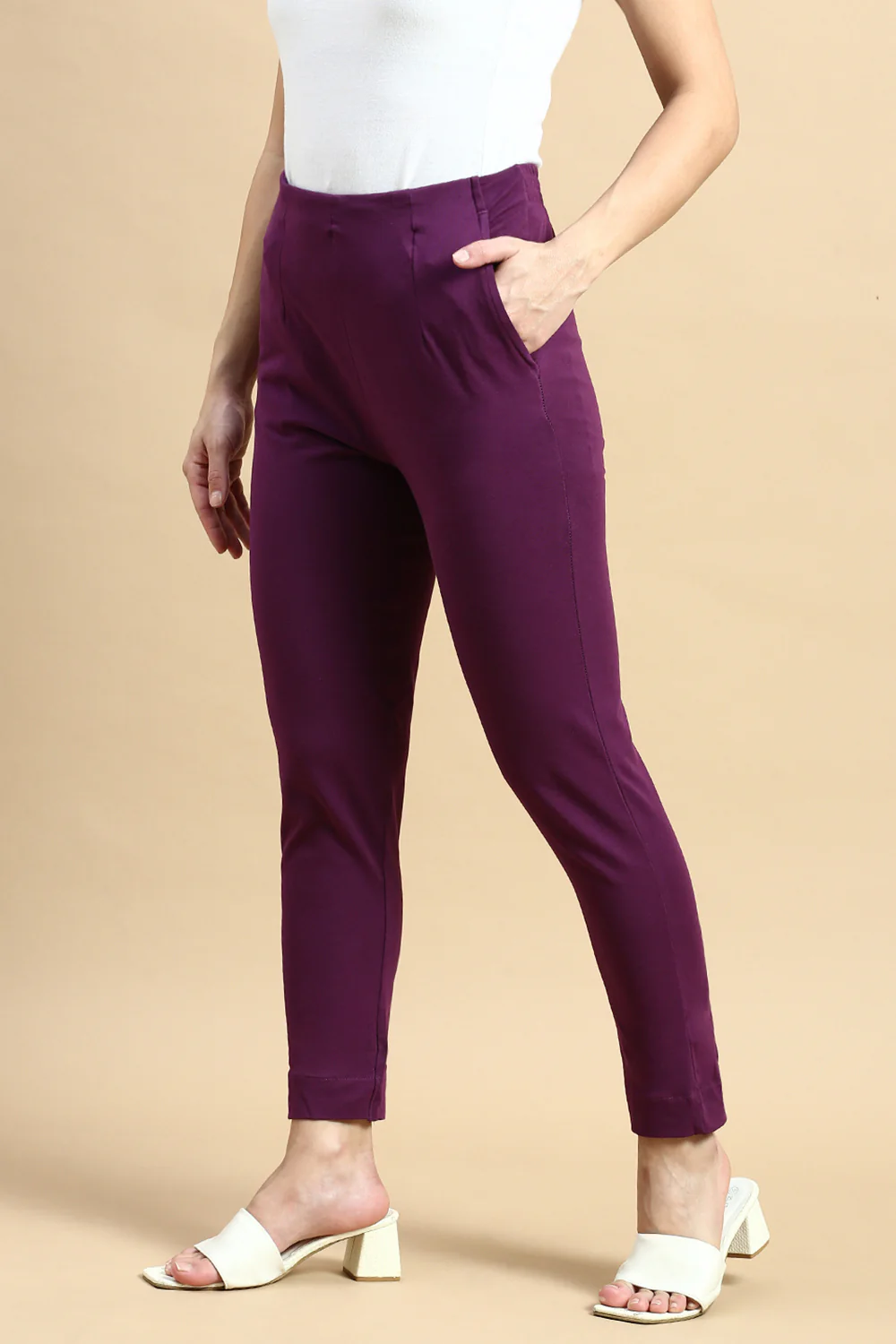 Women Purple Casual Pants - Image 3