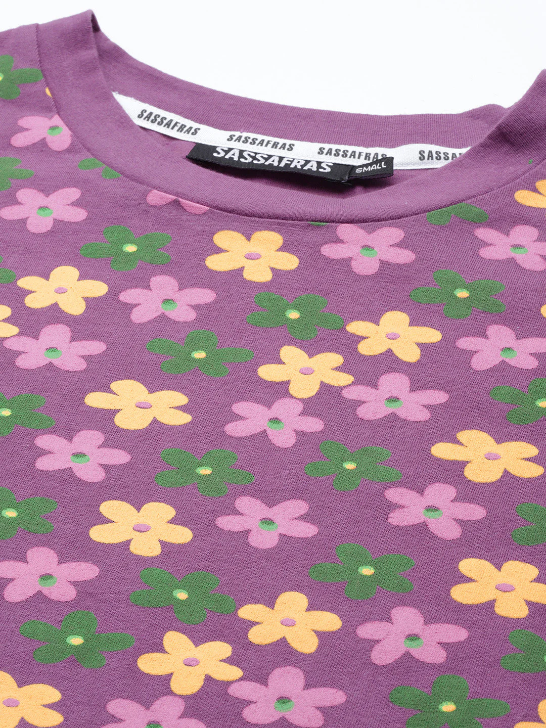 Women Purple Floral T-Shirt Dress - Image 2