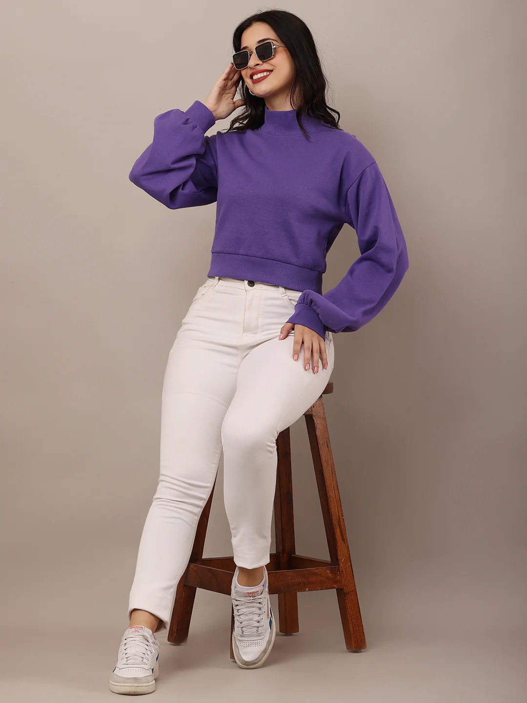 Women Purple Full Sleeve Sweatshirt - Image 5