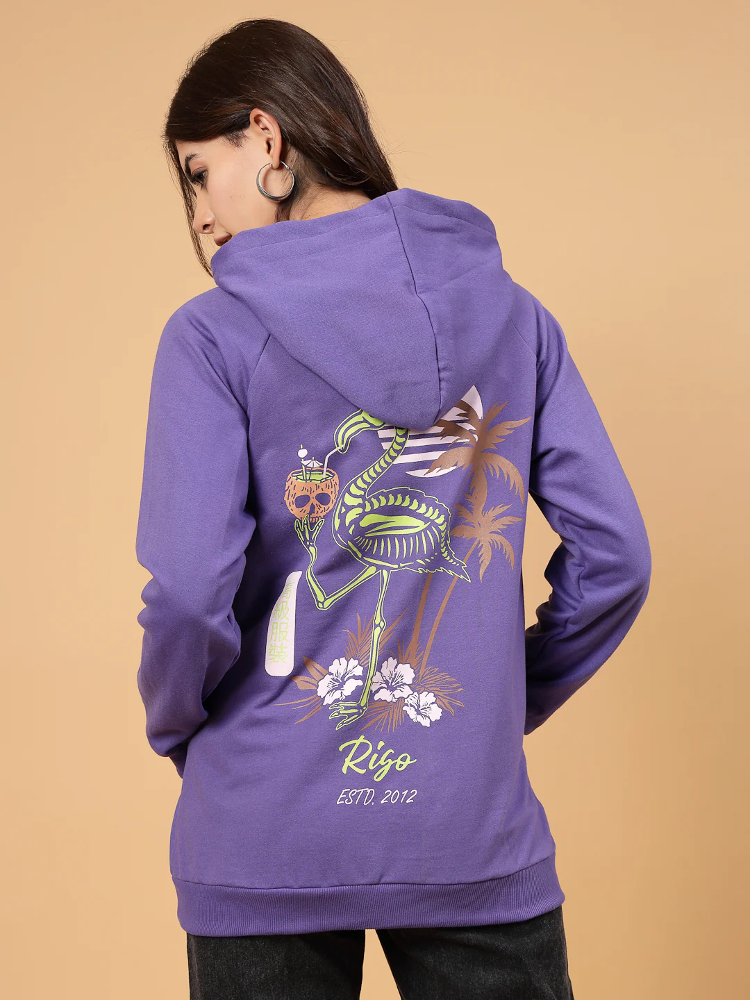 Women Purple Oversized Fleece Sweatshirt - Image 2