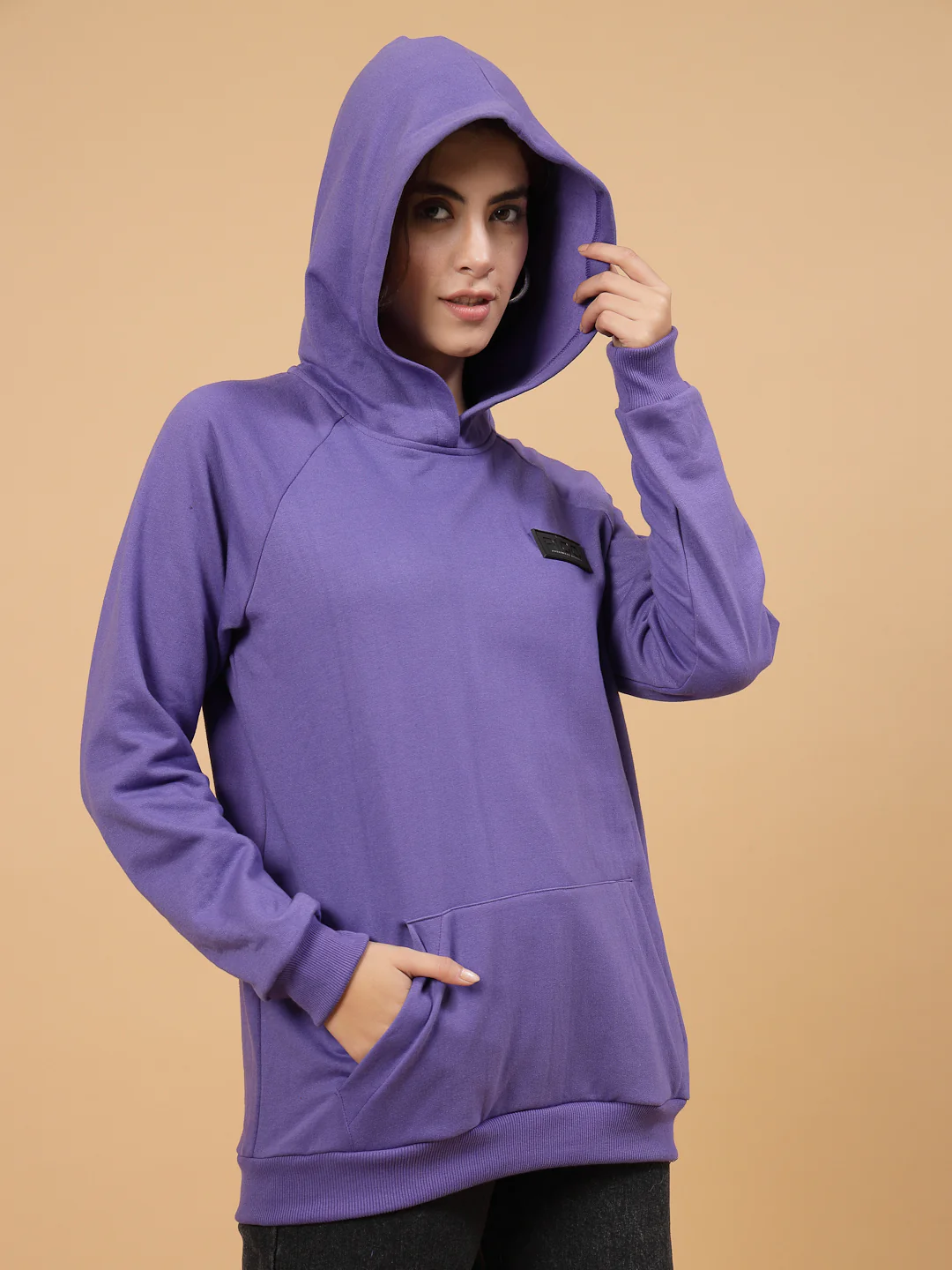 Women Purple Oversized Fleece Sweatshirt - Image 3