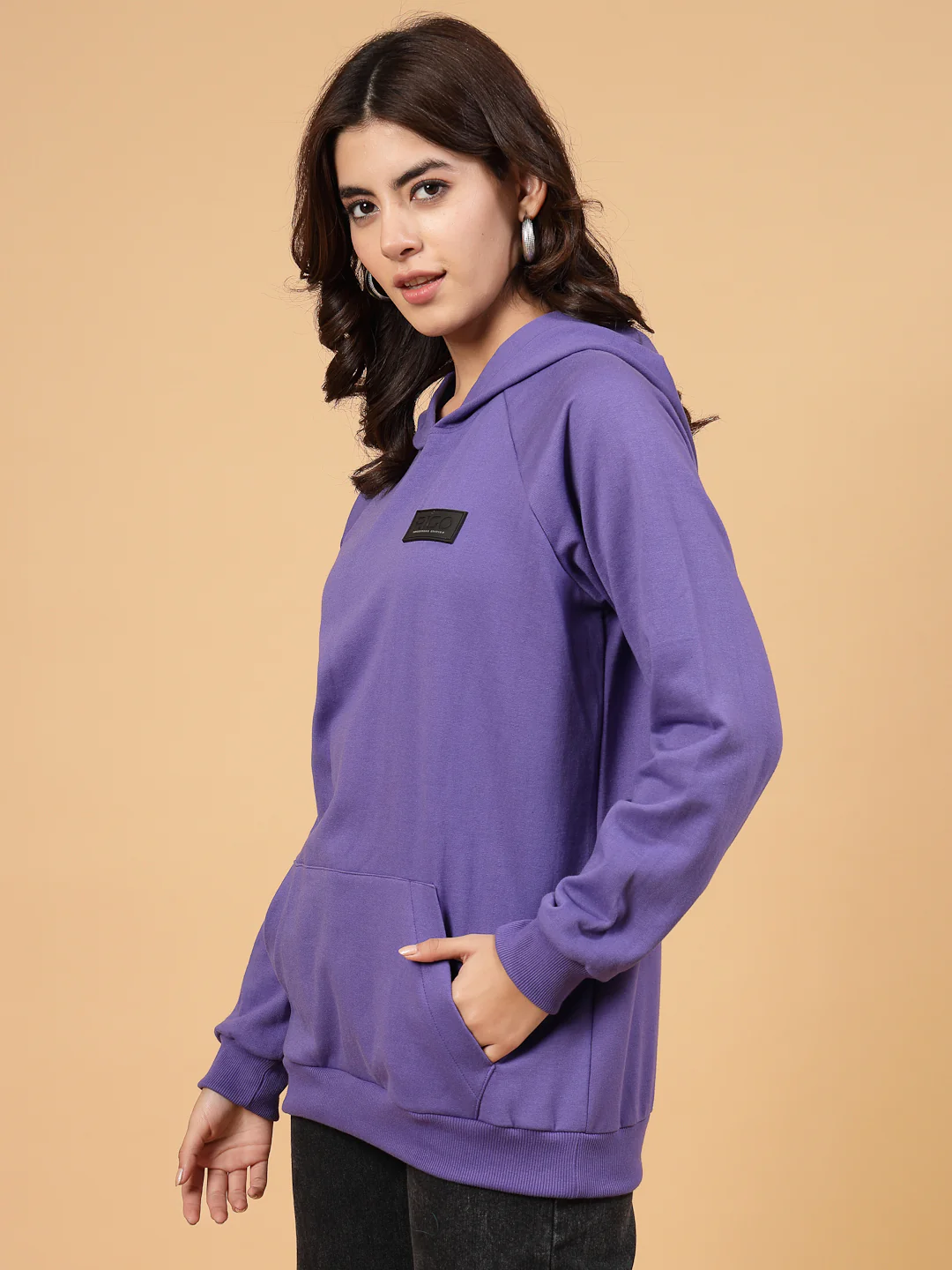 Women Purple Oversized Fleece Sweatshirt - Image 5