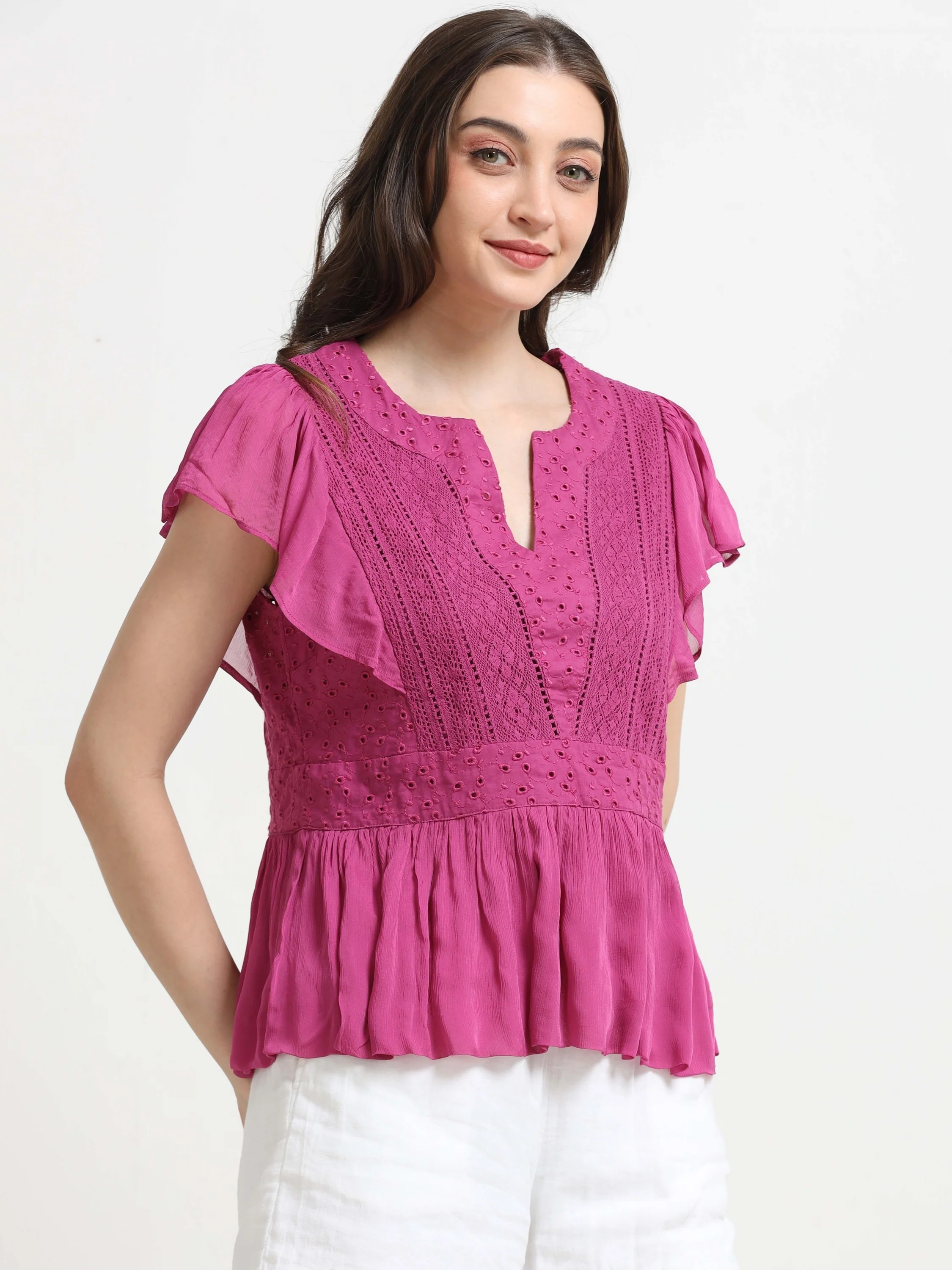 Women Purple Peplum Top - Image 2