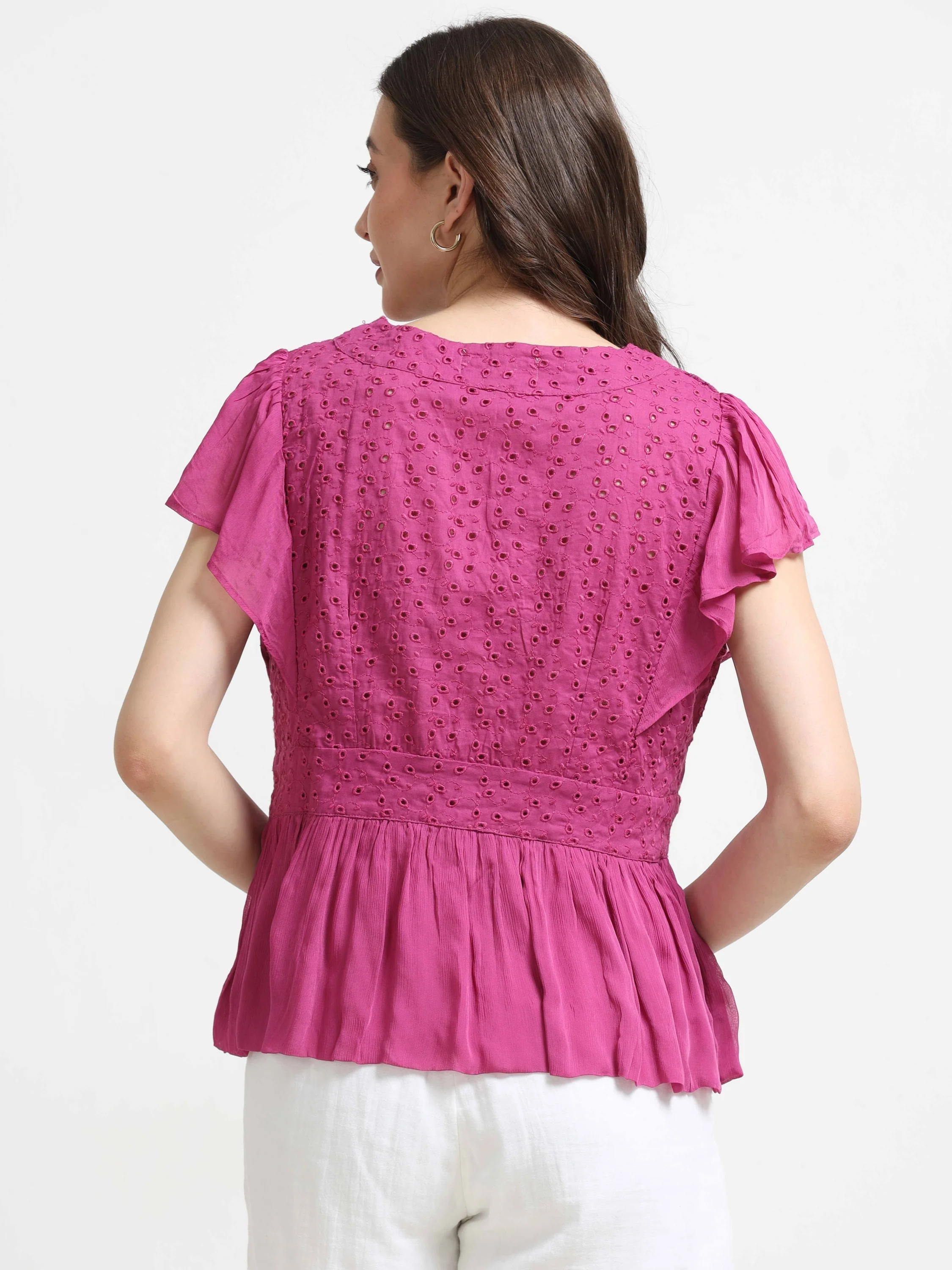Women Purple Peplum Top - Image 3