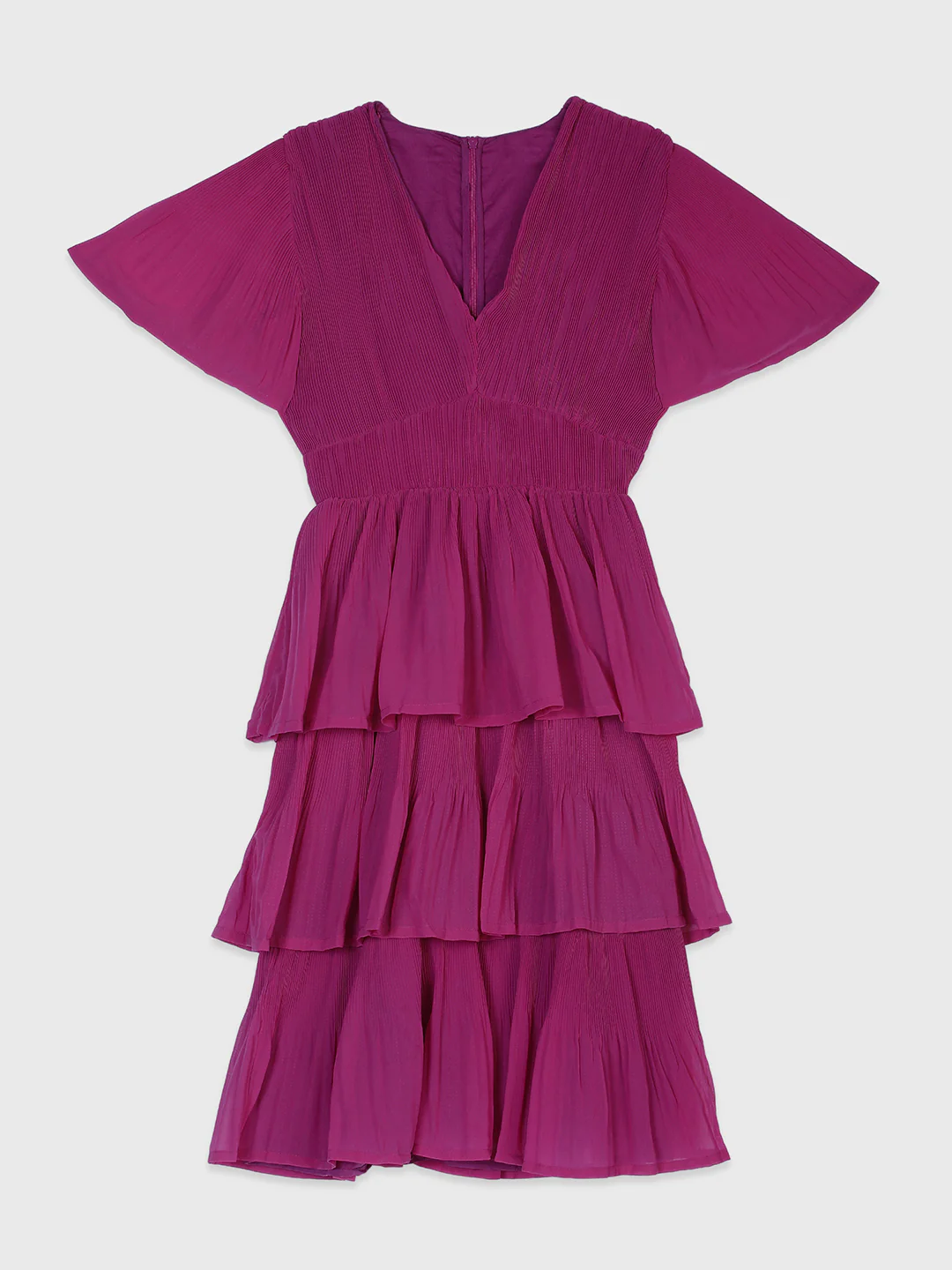 Women Purple Layered Knee Lenth Dress - Image 8