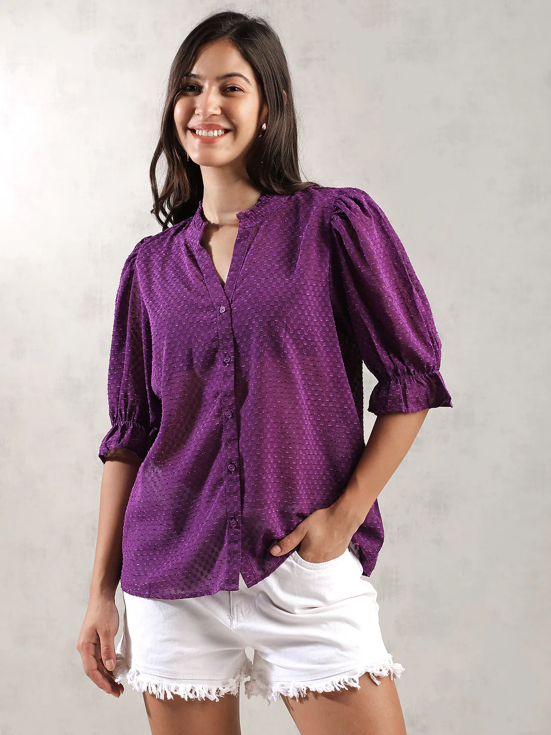 Women Purple Regular Fit Top - Image 5