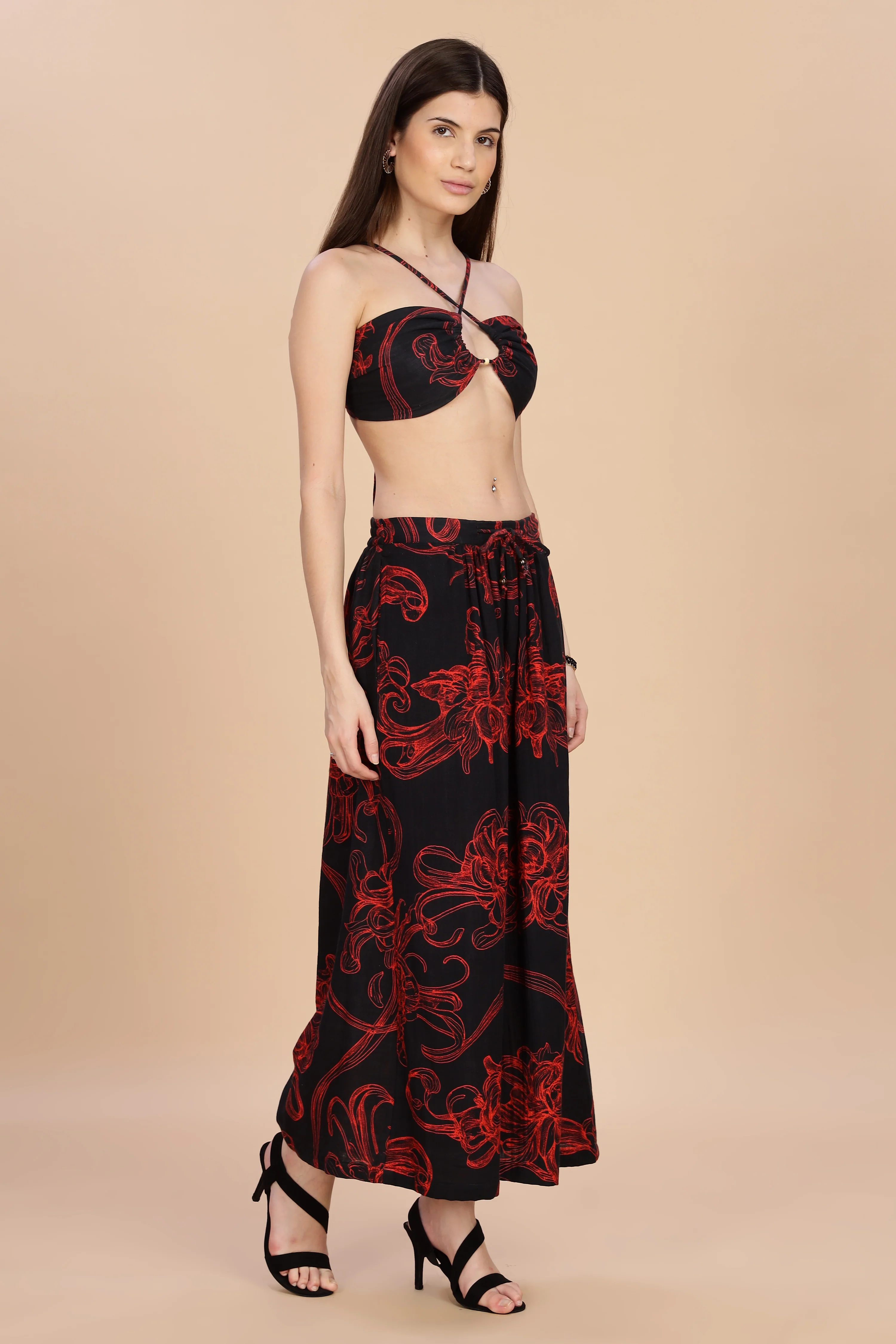 Women Raging Bloom Flared Gauge Cotton Pant - Image 12