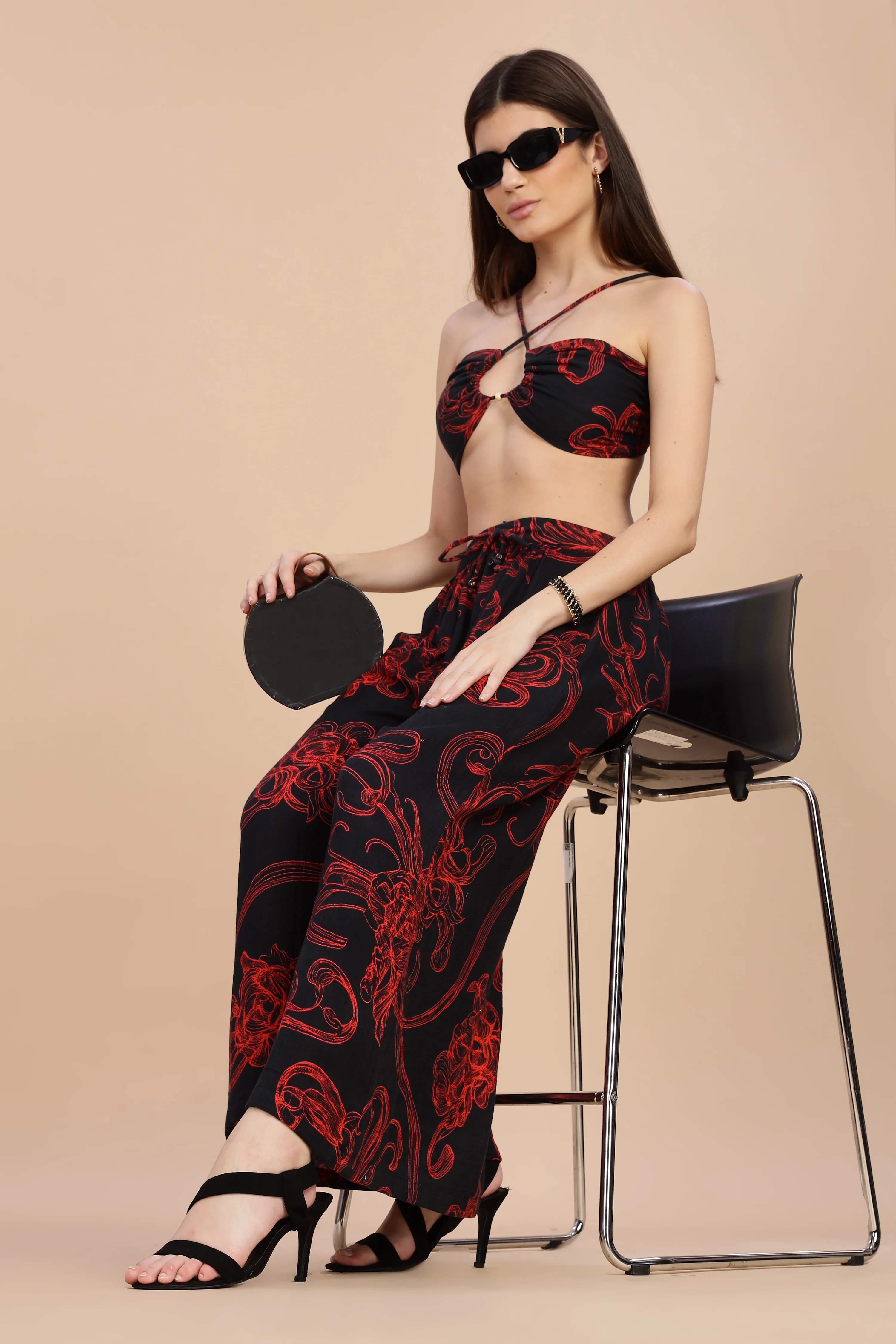 Women Raging Bloom Flared Gauge Cotton Pant - Image 3