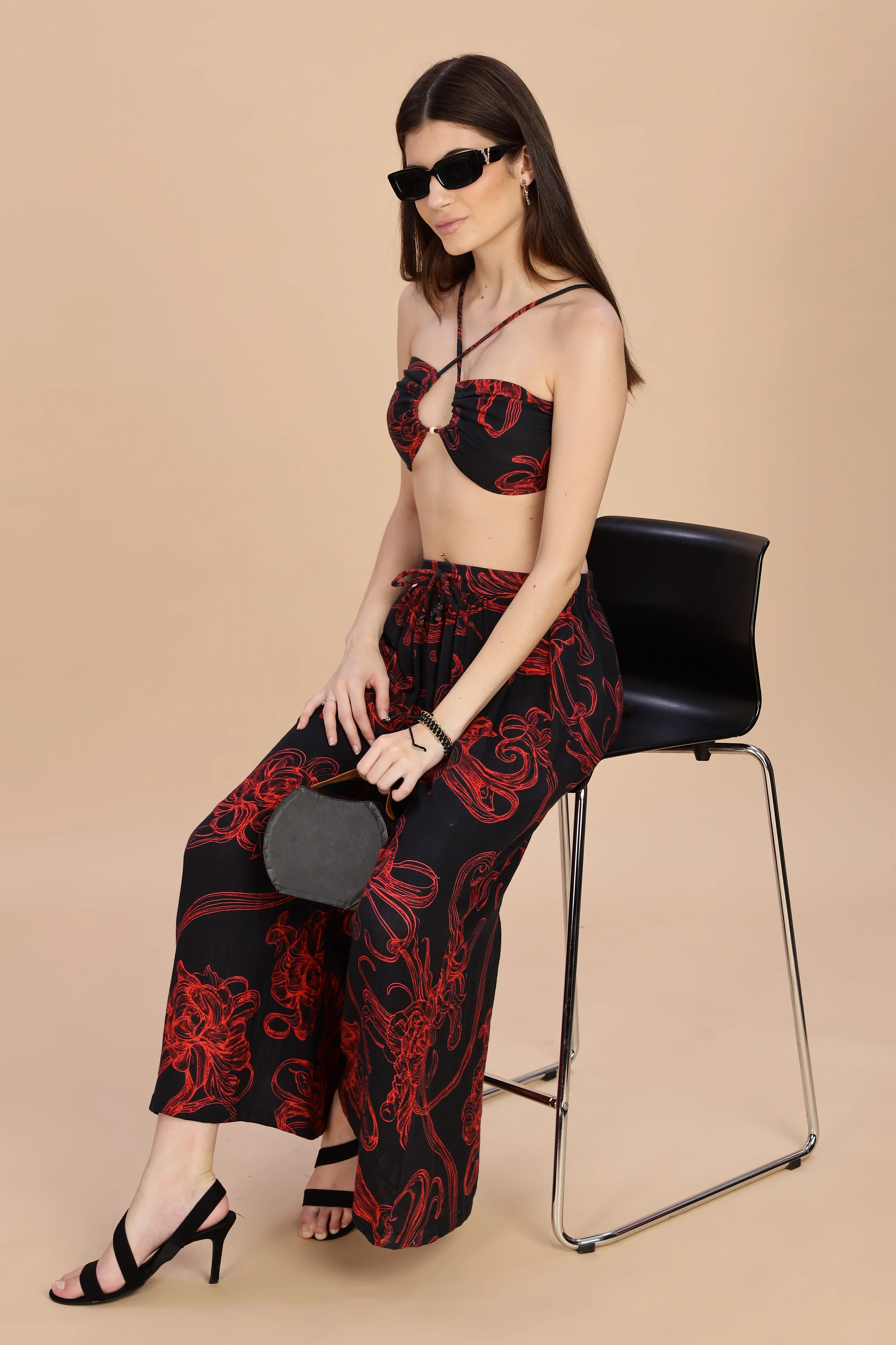 Women Raging Bloom Flared Gauge Cotton Pant - Image 4