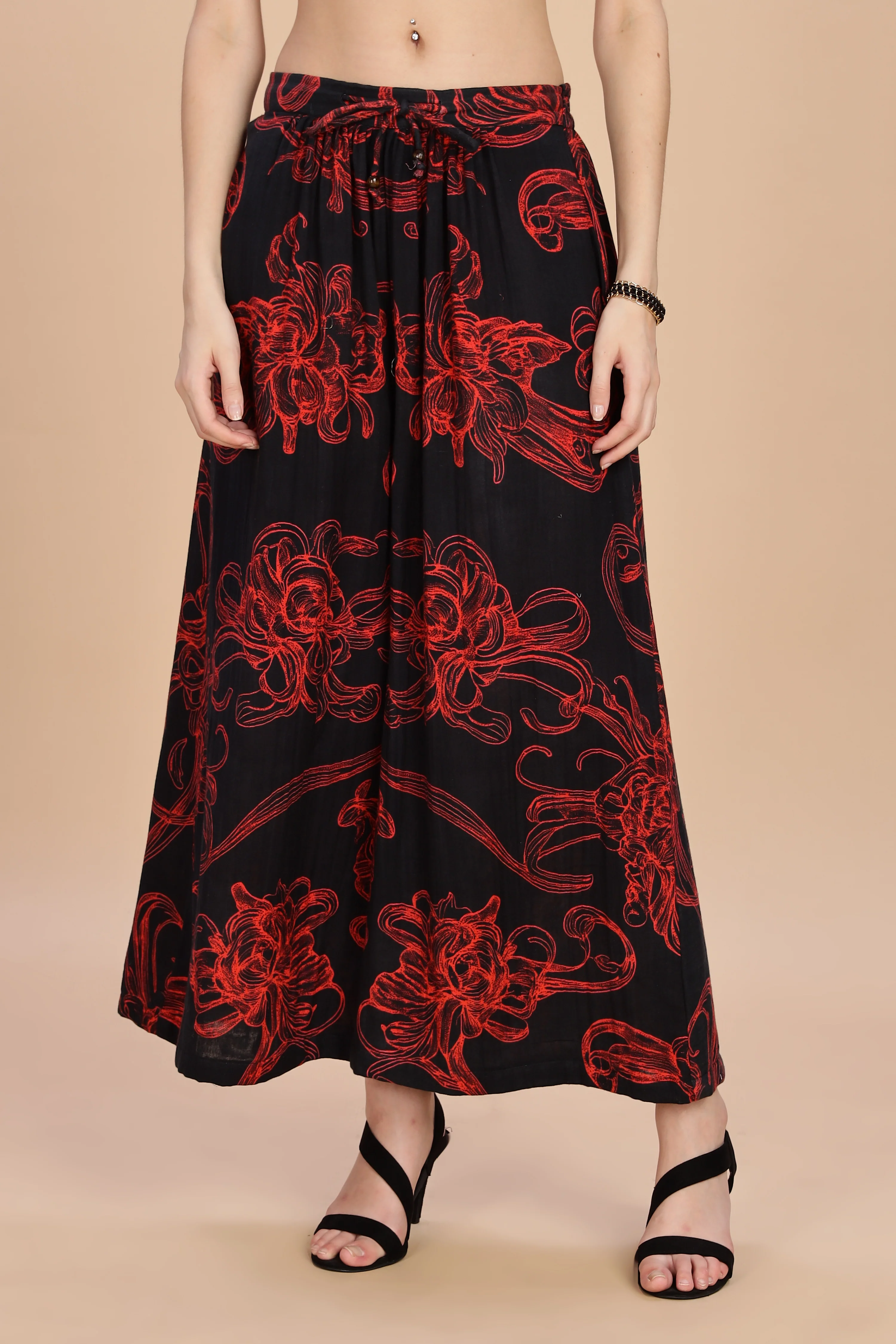 Women Raging Bloom Flared Gauge Cotton Pant - Image 6