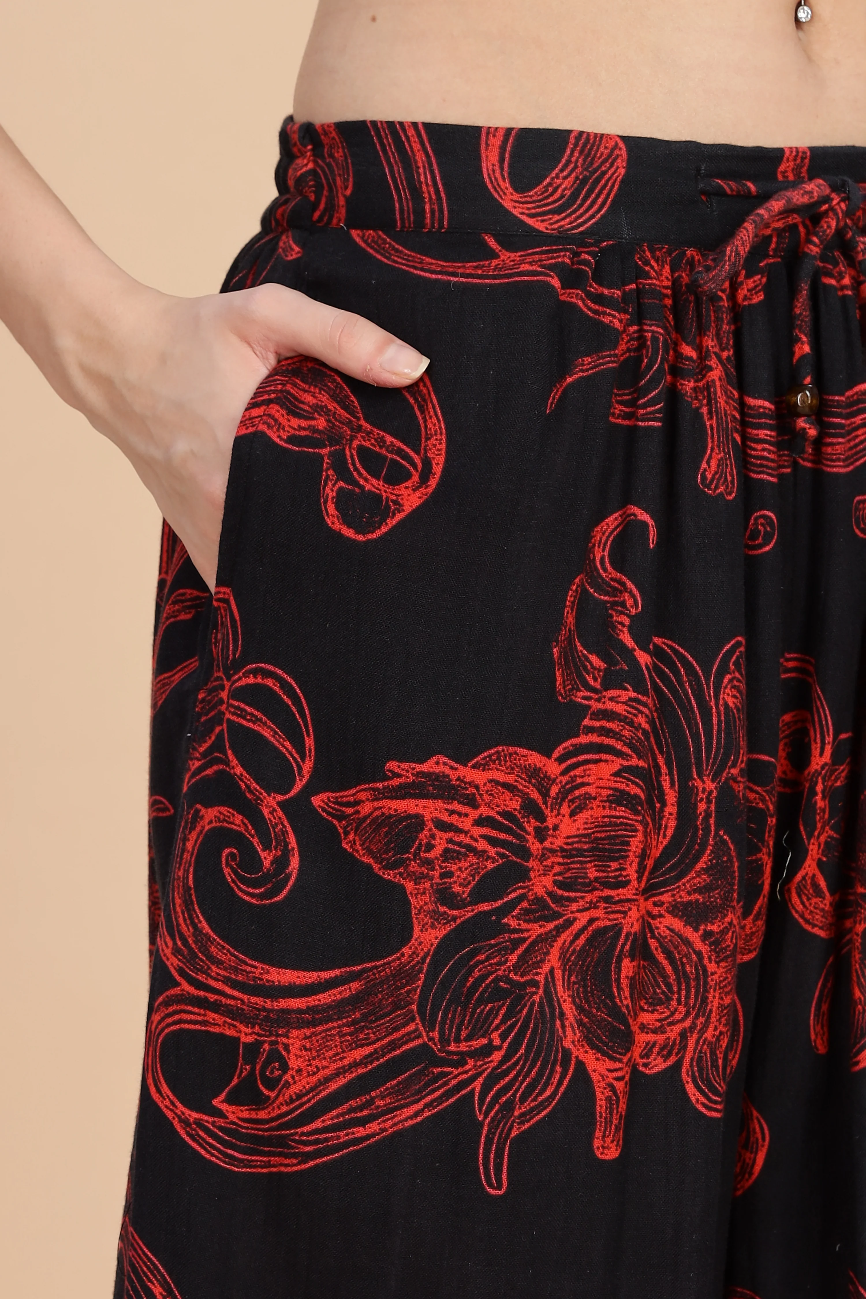 Women Raging Bloom Flared Gauge Cotton Pant - Image 7