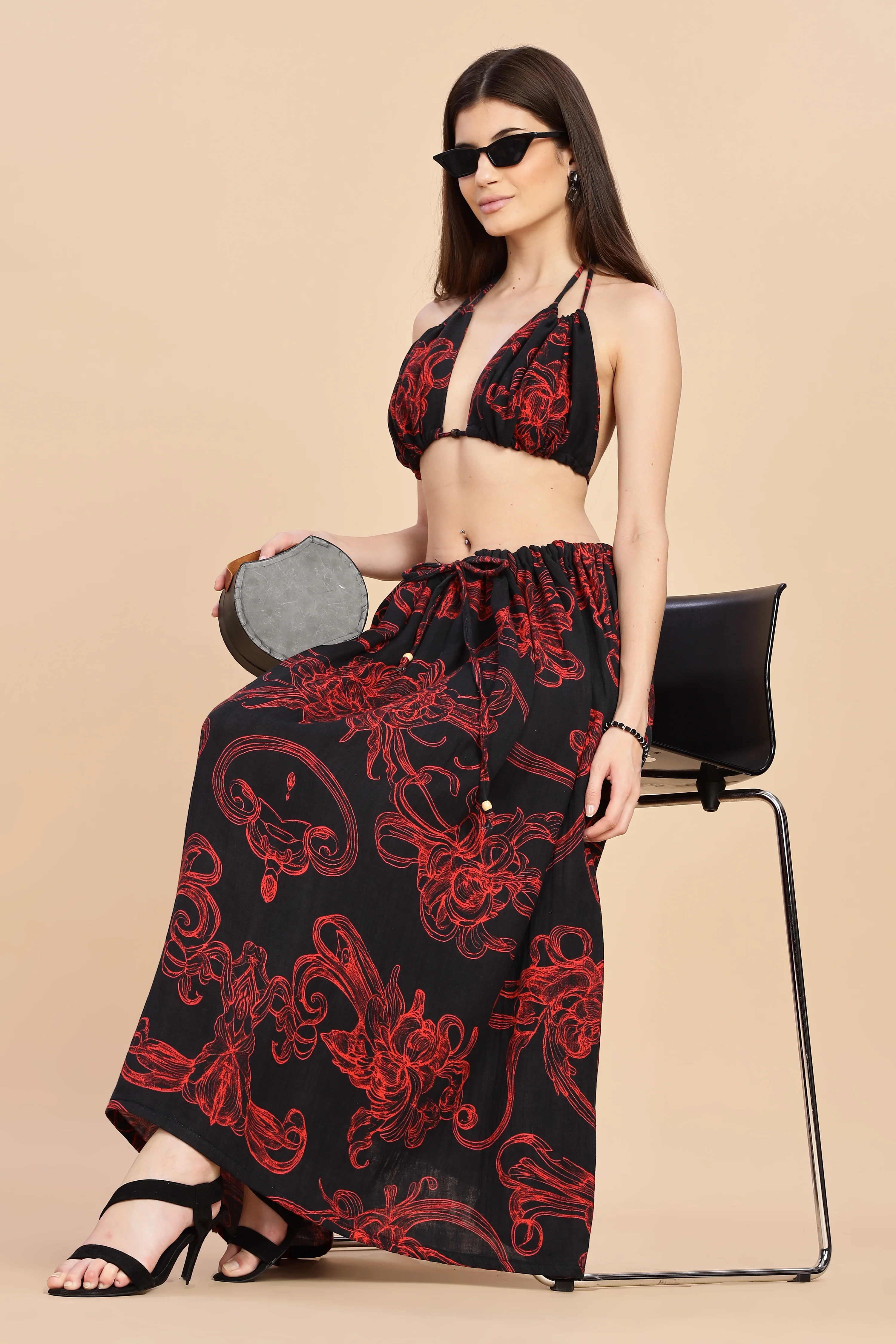 Women Raging Bloom Ruched Gauge Cotton Bikini Top - Image 3