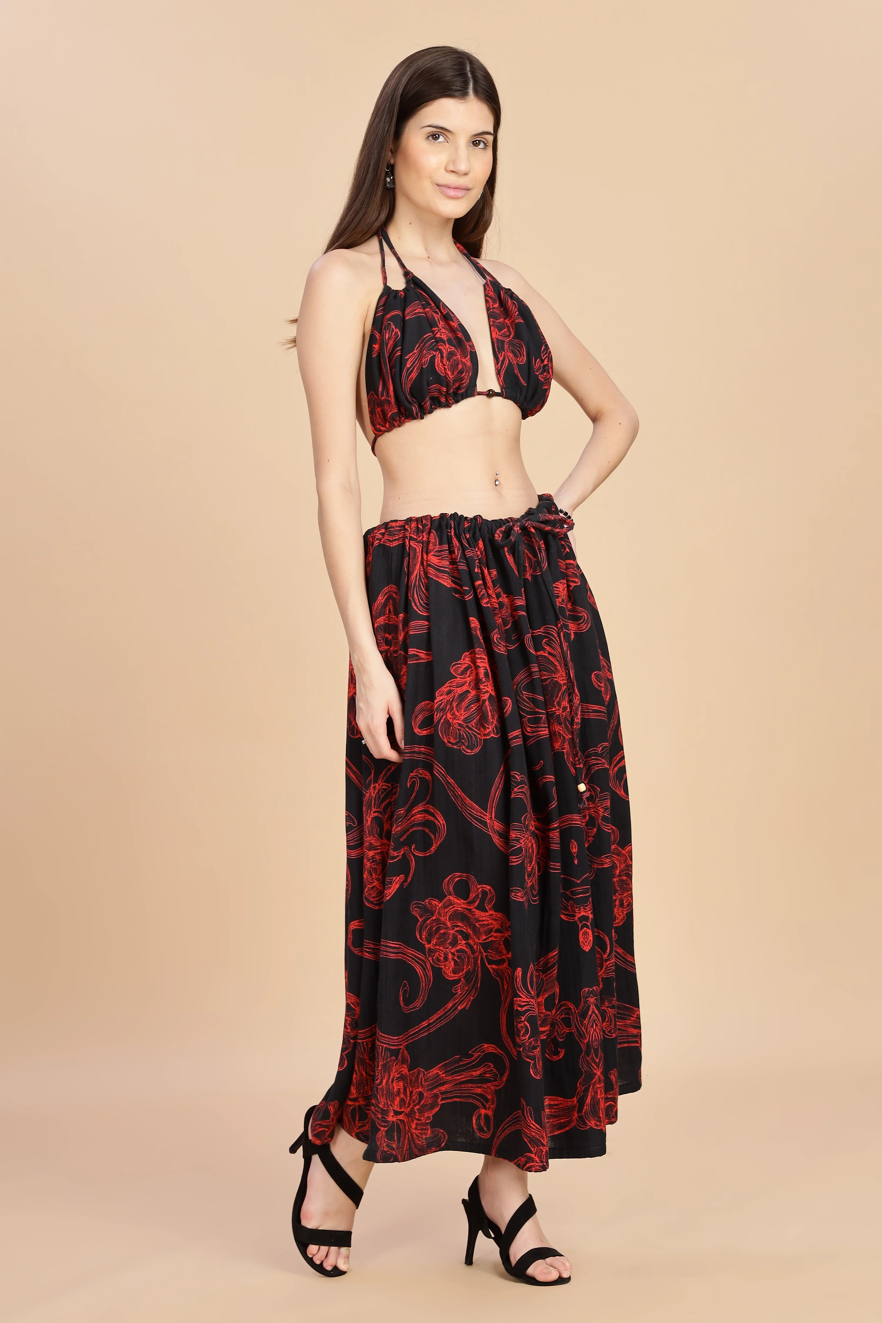 Women Raging Bloom Ruched Gauge Cotton Bikini Top - Image 5